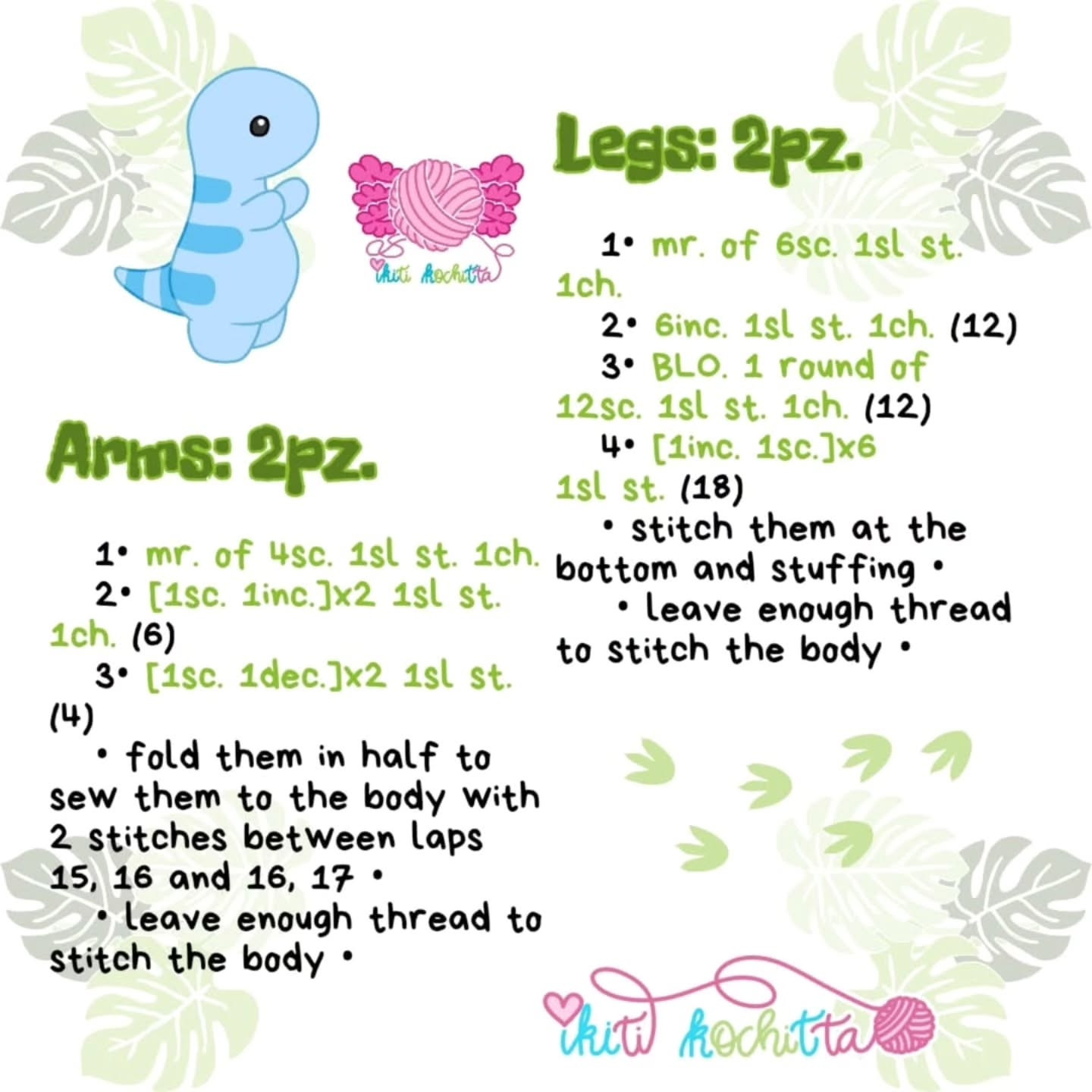 Free Crochet Pattern for Cute Baby T-Rex Toy