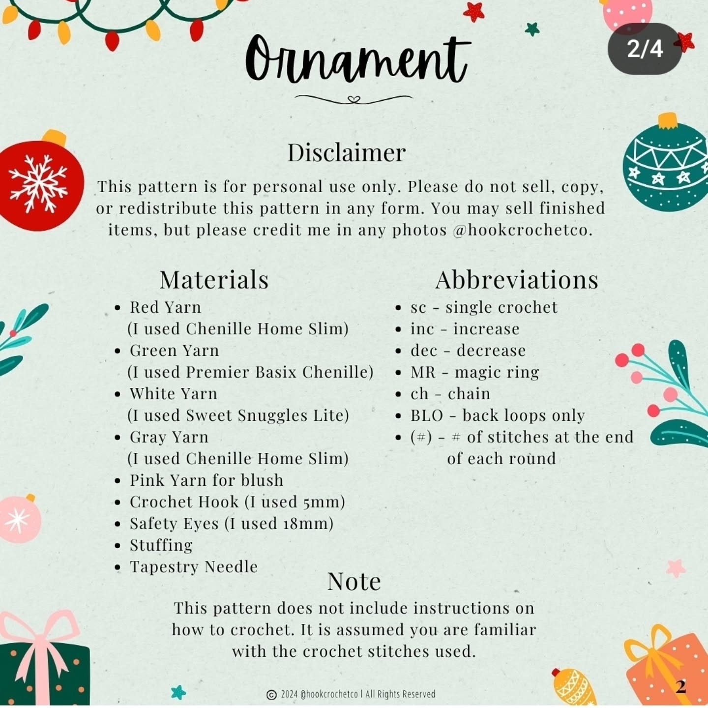 Free Crochet Pattern for Cute Christmas Ornament