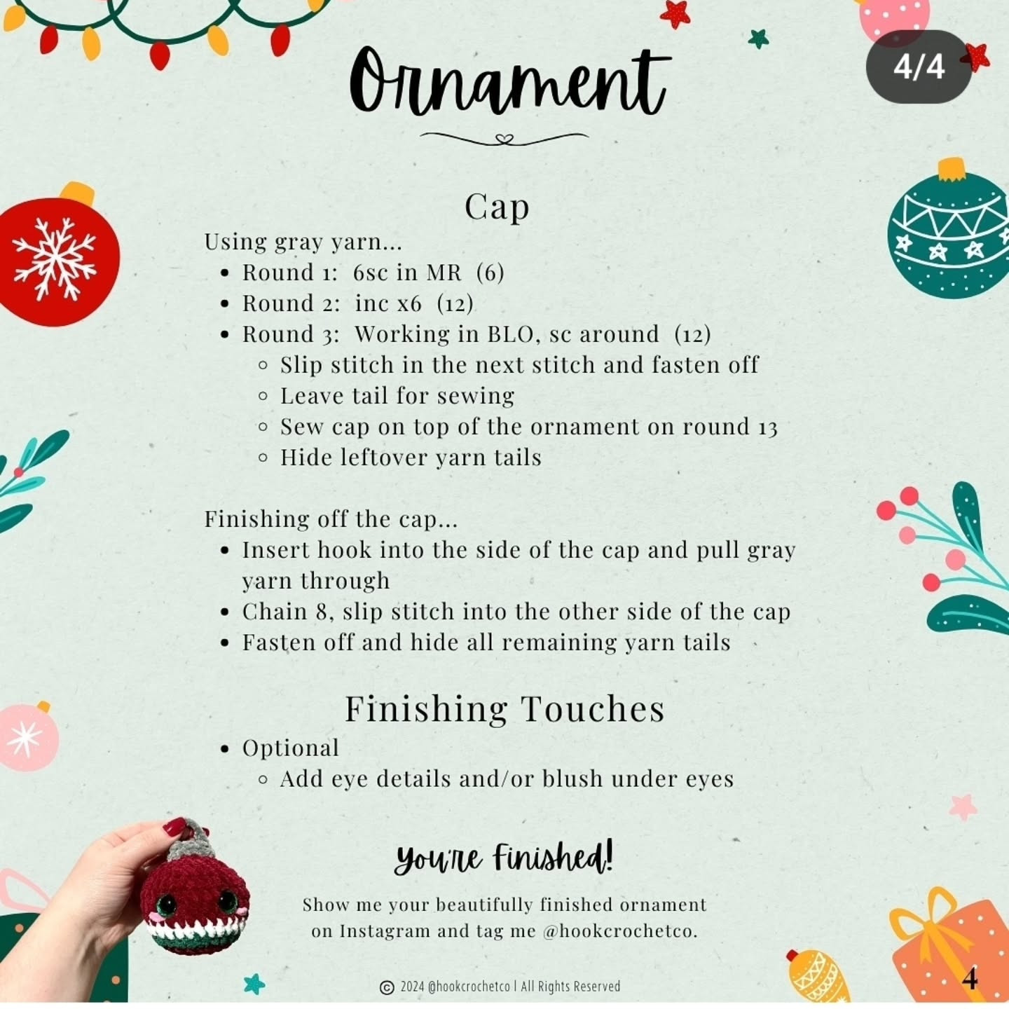 Free Crochet Pattern for Cute Christmas Ornament