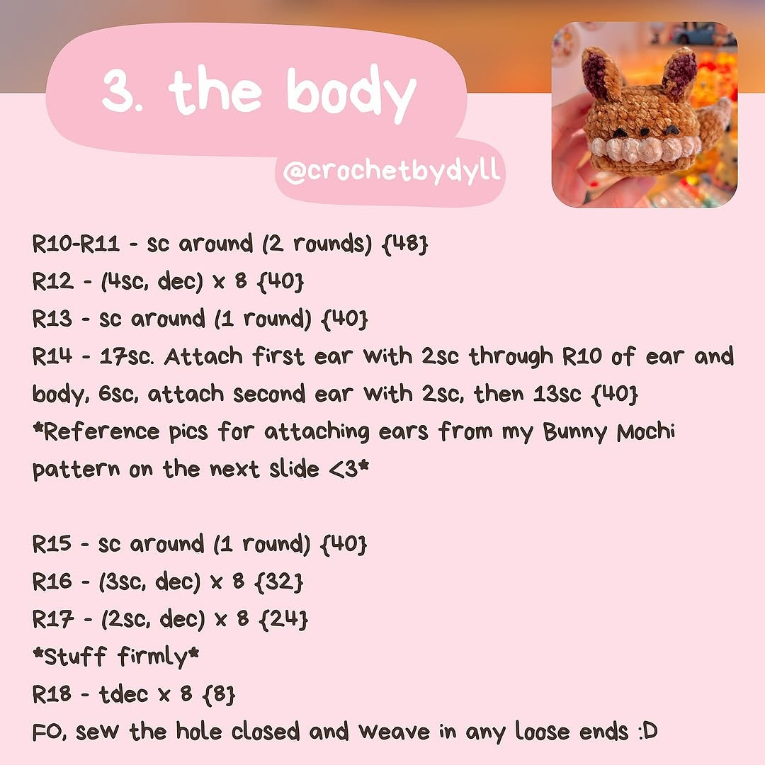 Free Crochet Pattern for Cute Eevee Mochi - No Sewing Required