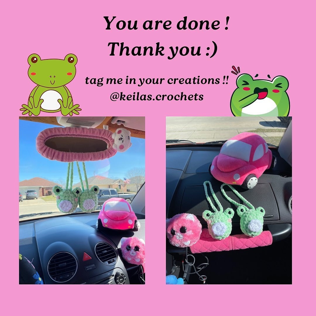 Free Crochet Pattern for Cute Frog Car Mirror Hanger