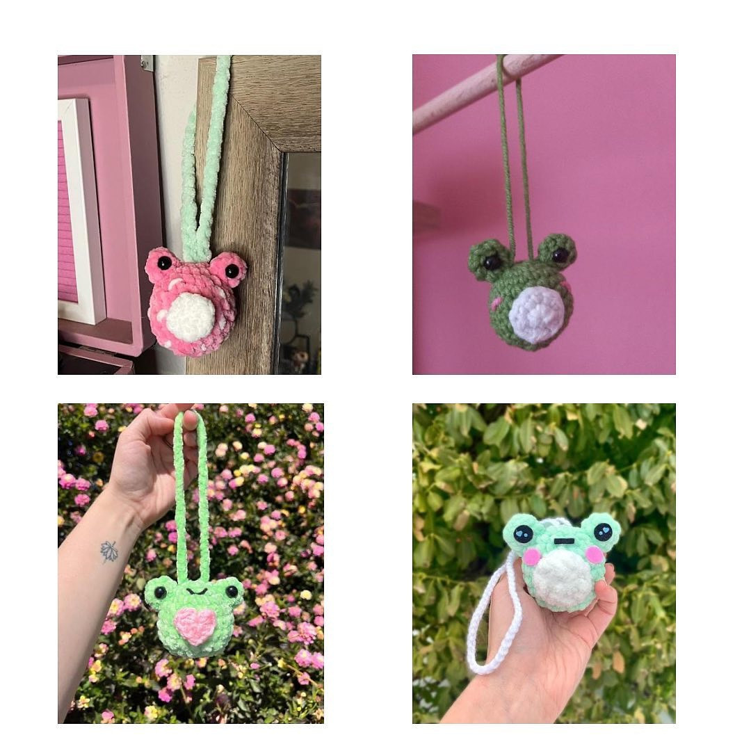 Free Crochet Pattern for Cute Frog Car Mirror Hanger