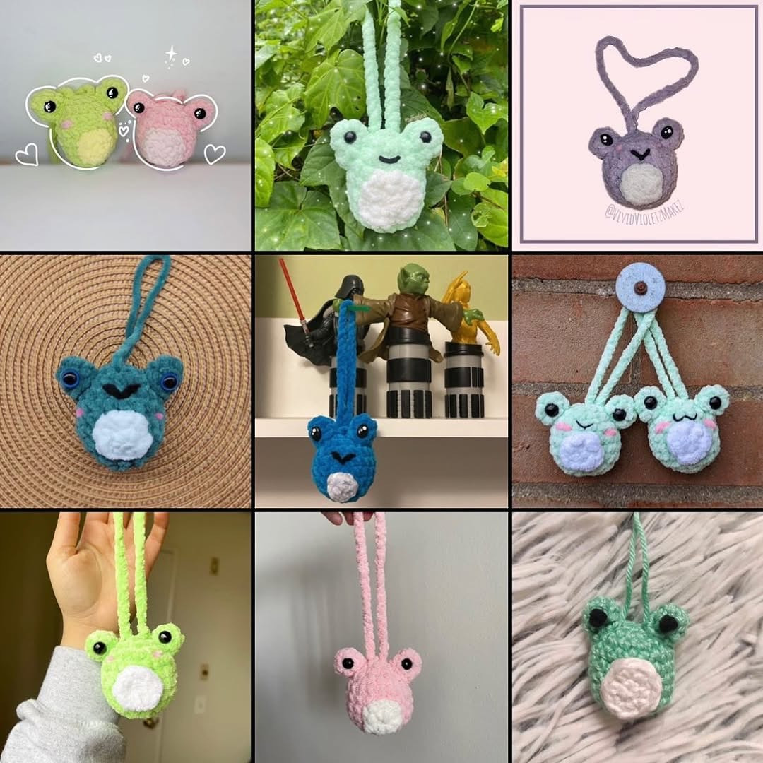 Free Crochet Pattern for Cute Frog Car Mirror Hanger