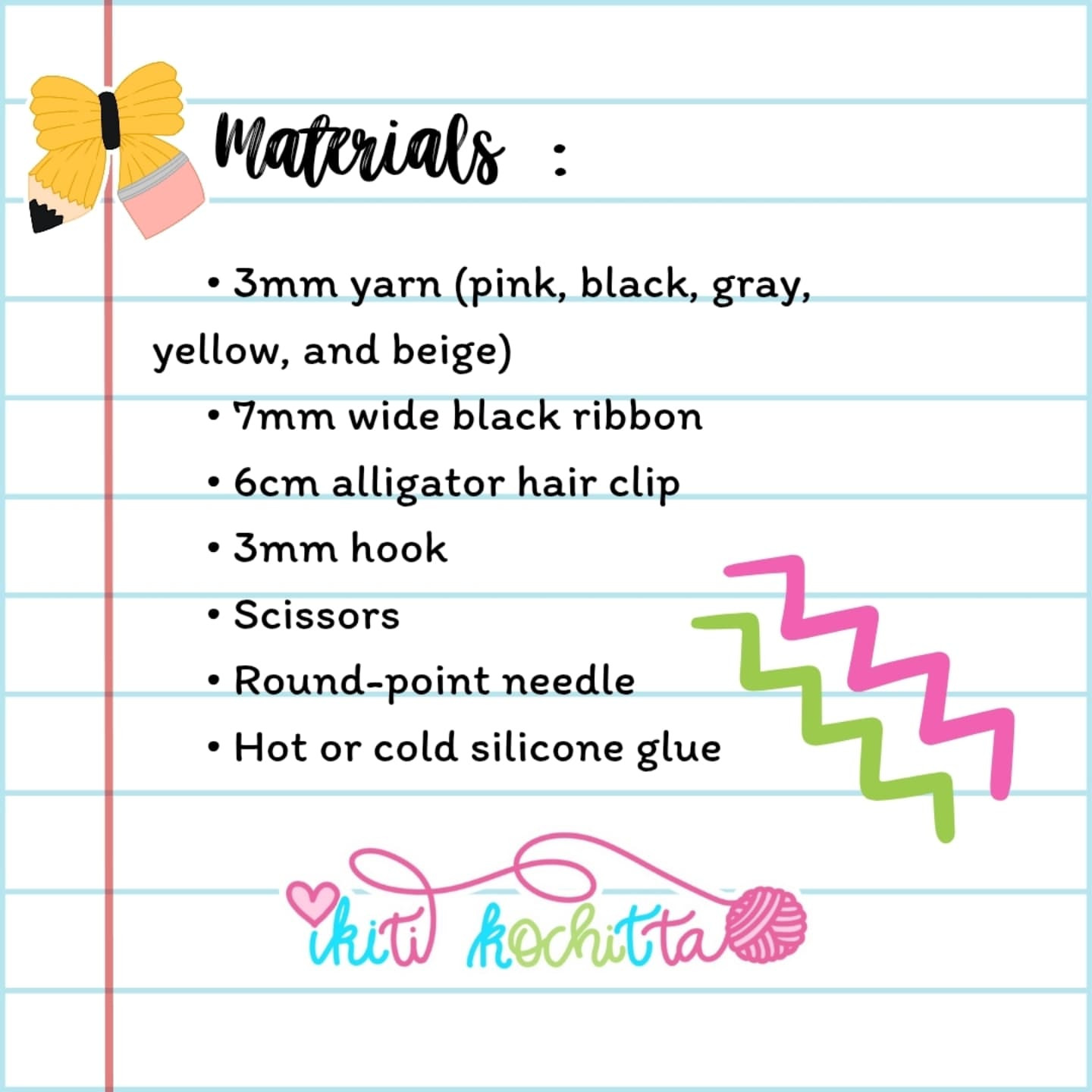 Free Crochet Pattern for Cute Pencil Bow Design