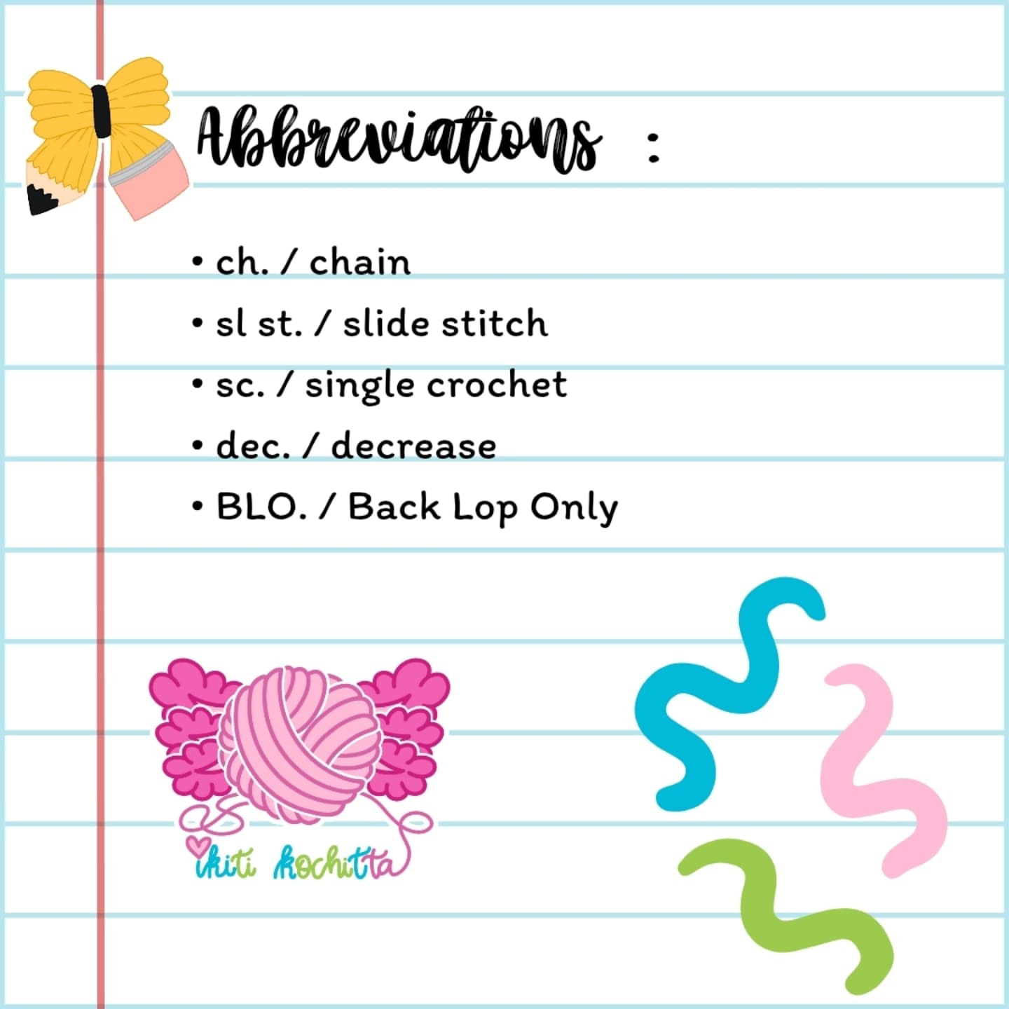 Free Crochet Pattern for Cute Pencil Bow Design