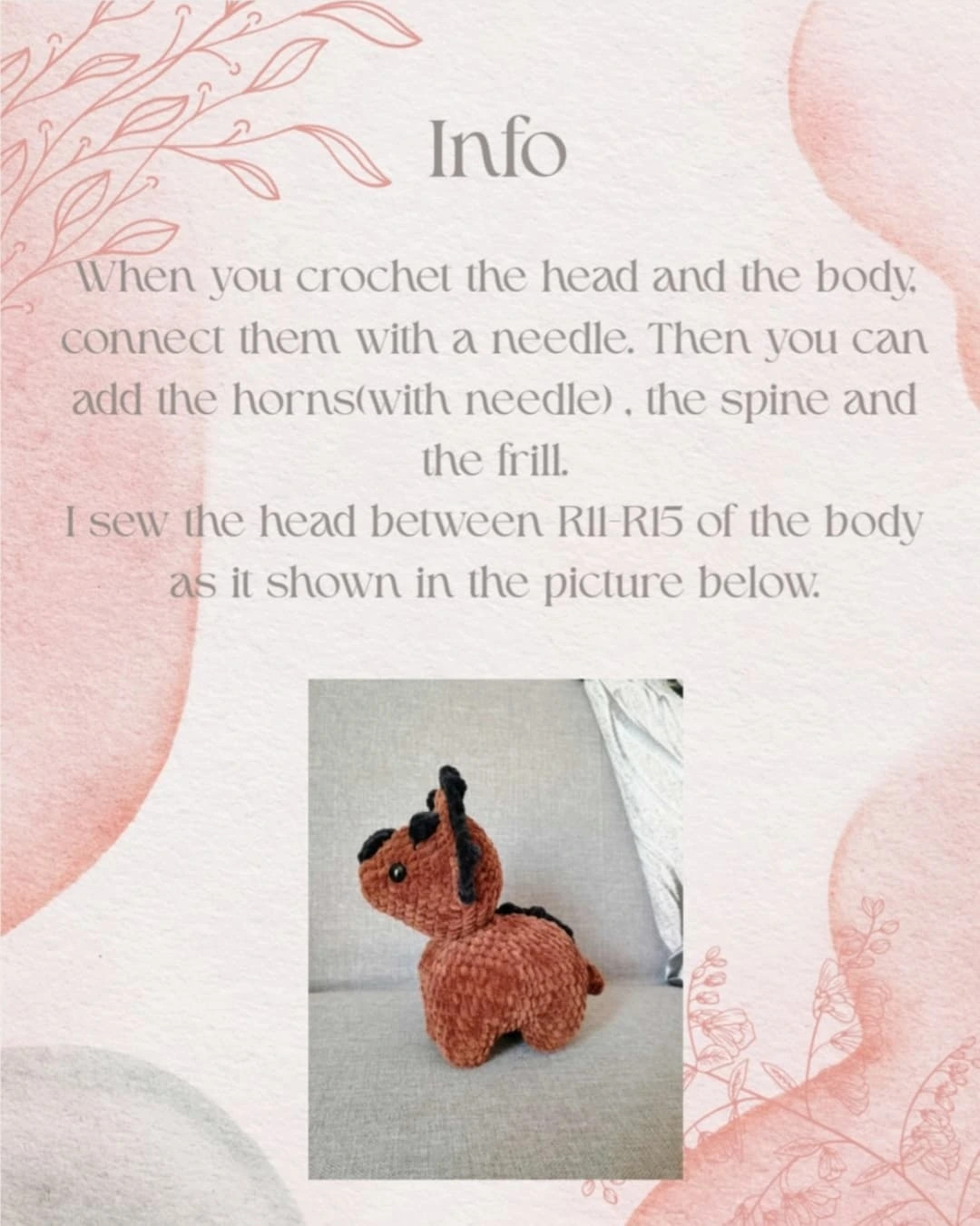 Free Crochet Pattern for Cute Triceratops Amigurumi Toy