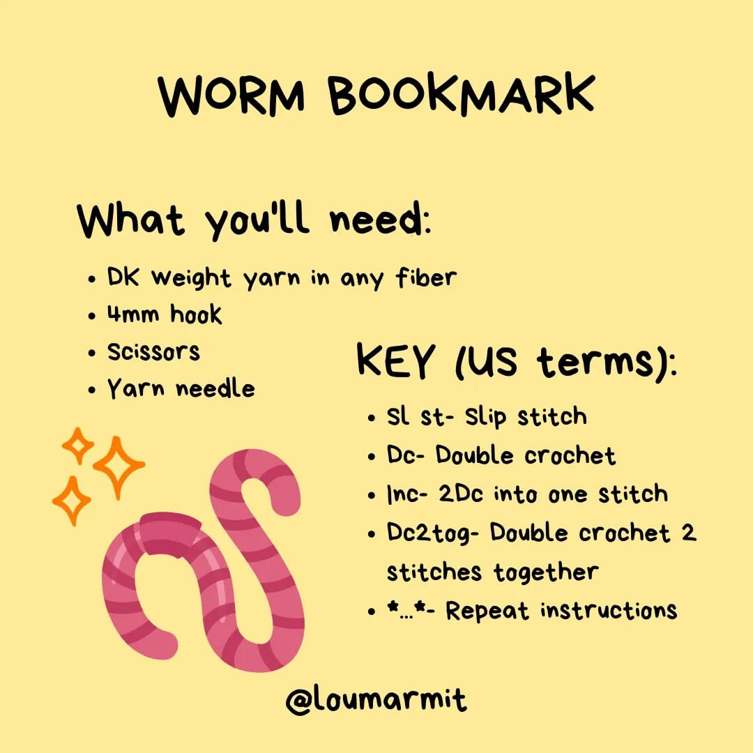 Free Crochet Pattern for Cute Worm Bookmarks