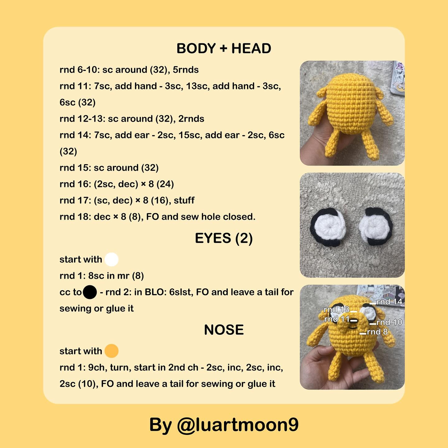 Free Crochet Pattern for Cute Yellow Dog Plushies