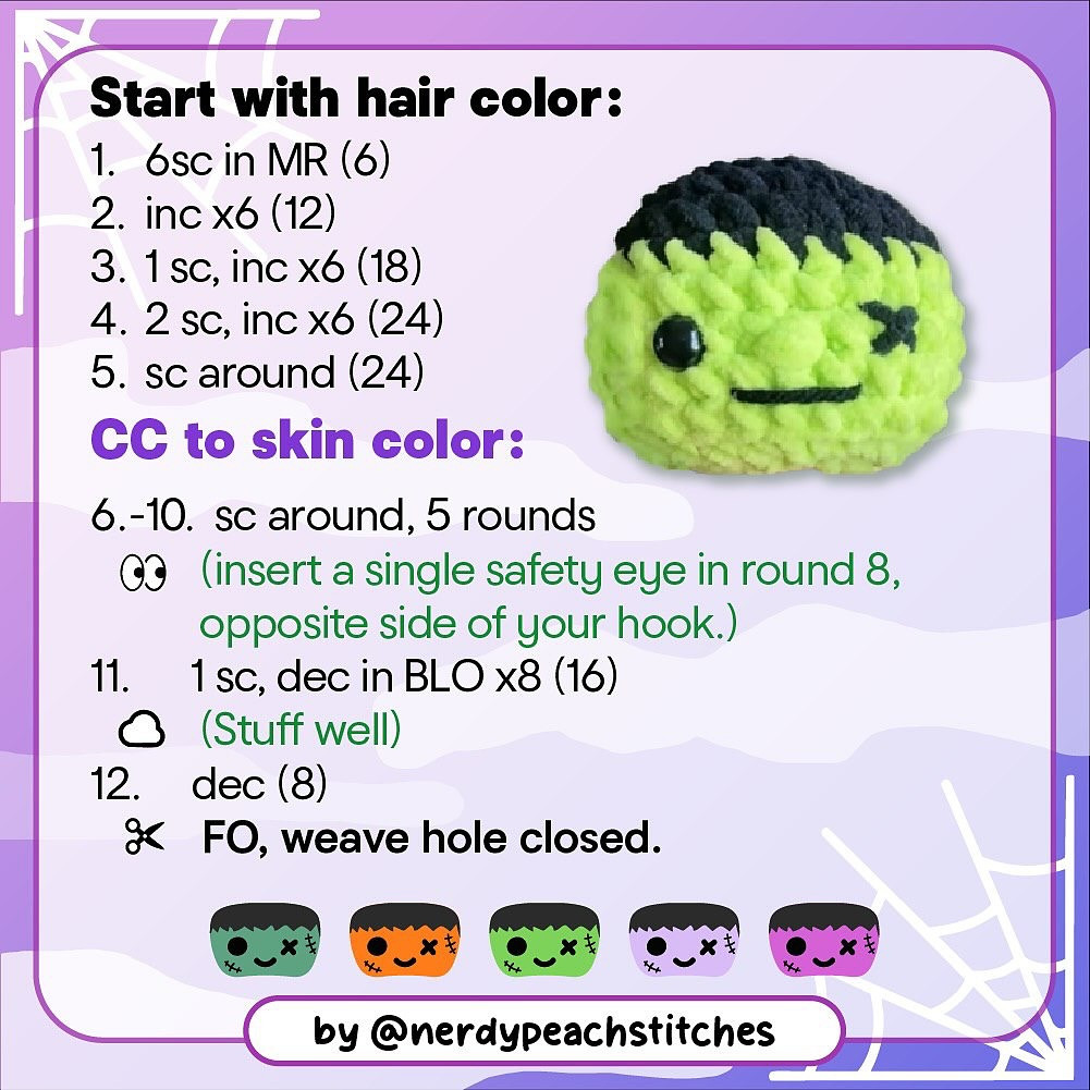 Free Crochet Pattern for Cute Zombie Amigurumi