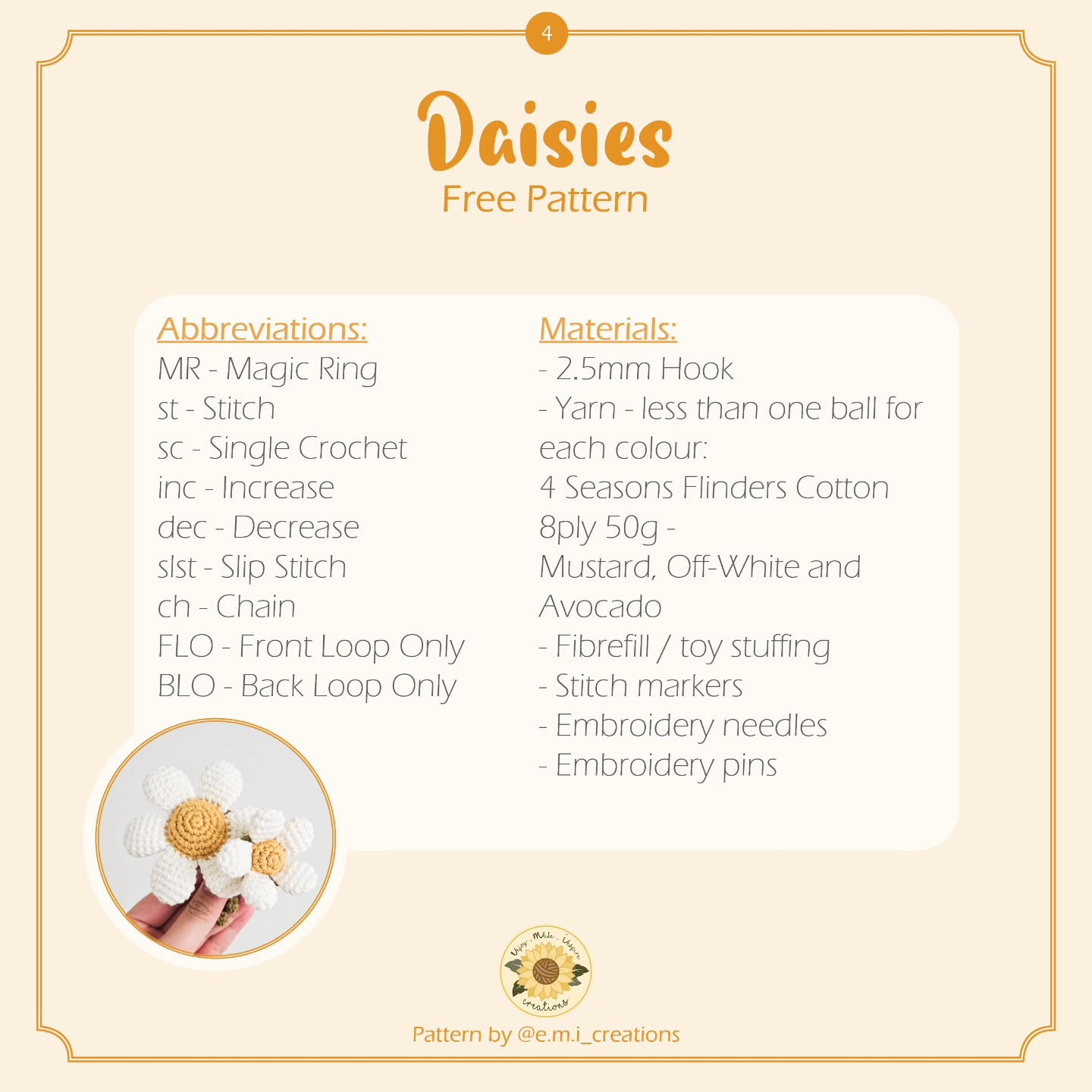 Free Crochet Pattern for No-Sew Daisies - Easy and Beautiful Design