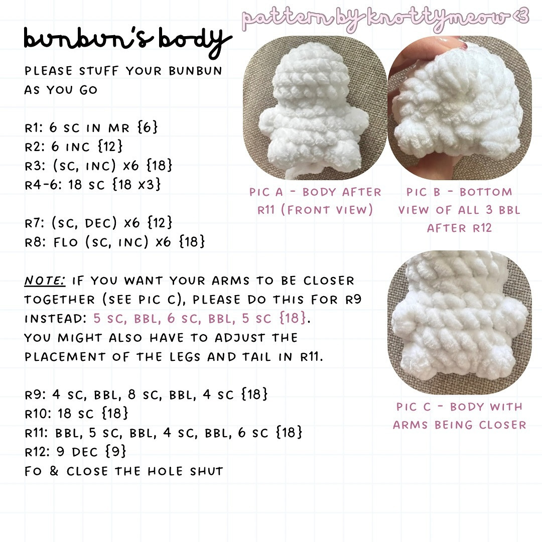 Free Crochet Pattern for No-Sew Little Bunbun Plushie