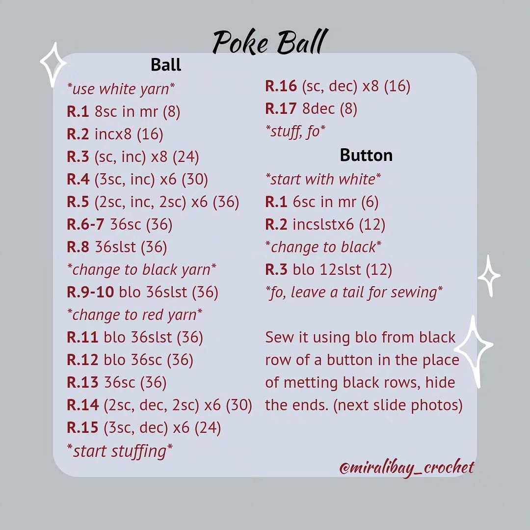 Free Crochet Pattern for Poké Ball and Premier Ball