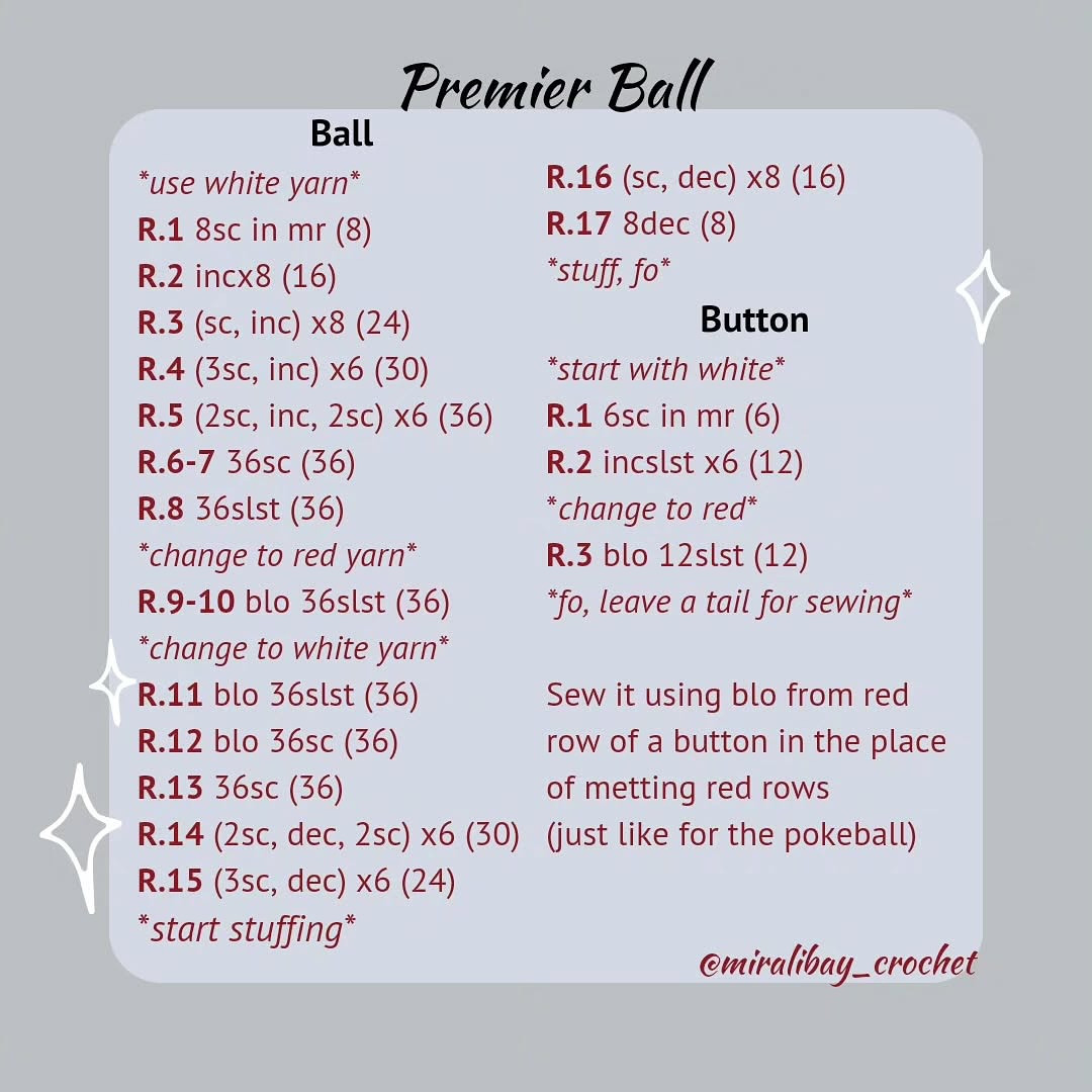 Free Crochet Pattern for Poké Ball and Premier Ball