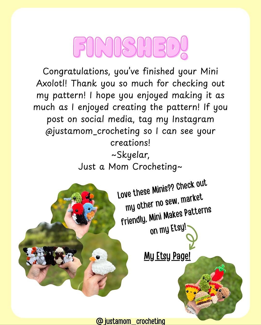 Free Crochet Pattern: Mini Axolotl by Justamom Crocheting