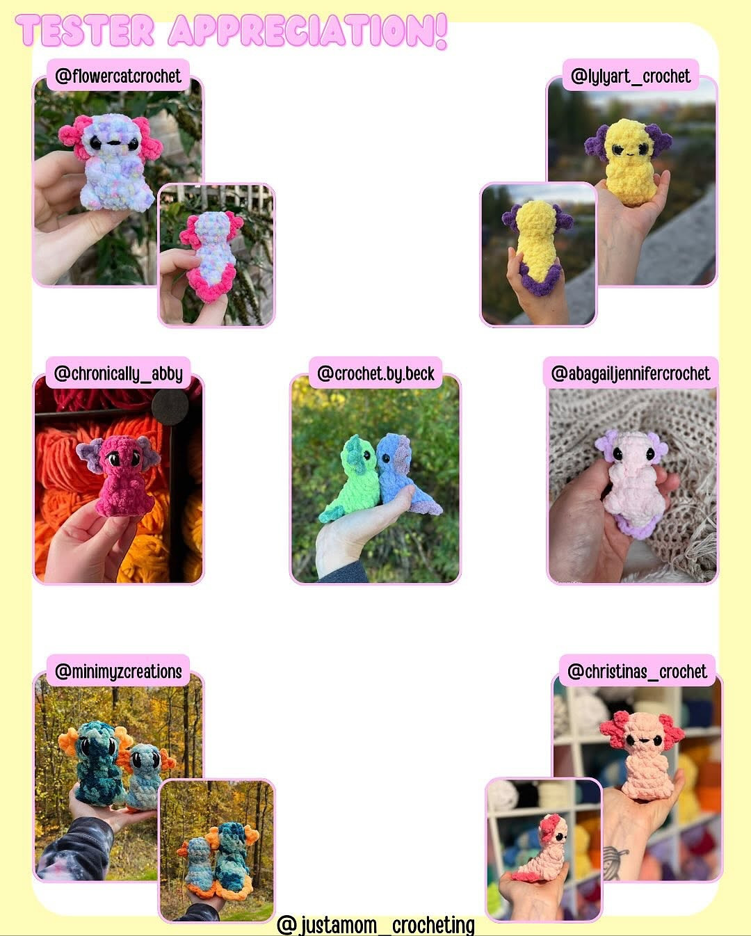 Free Crochet Pattern: Mini Axolotl by Justamom Crocheting