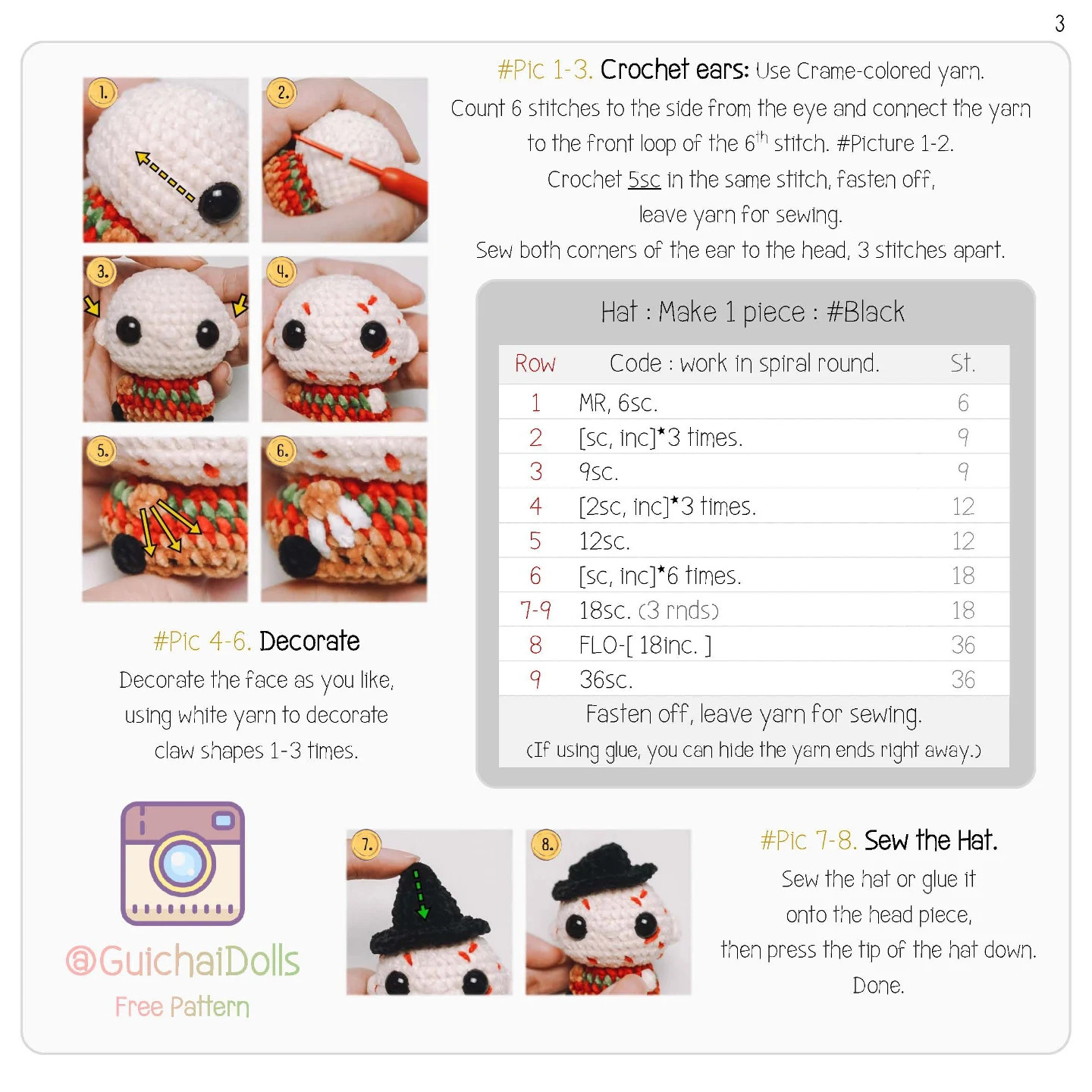 Free Crochet Pattern: Mini Nightmare Amigurumi Doll
