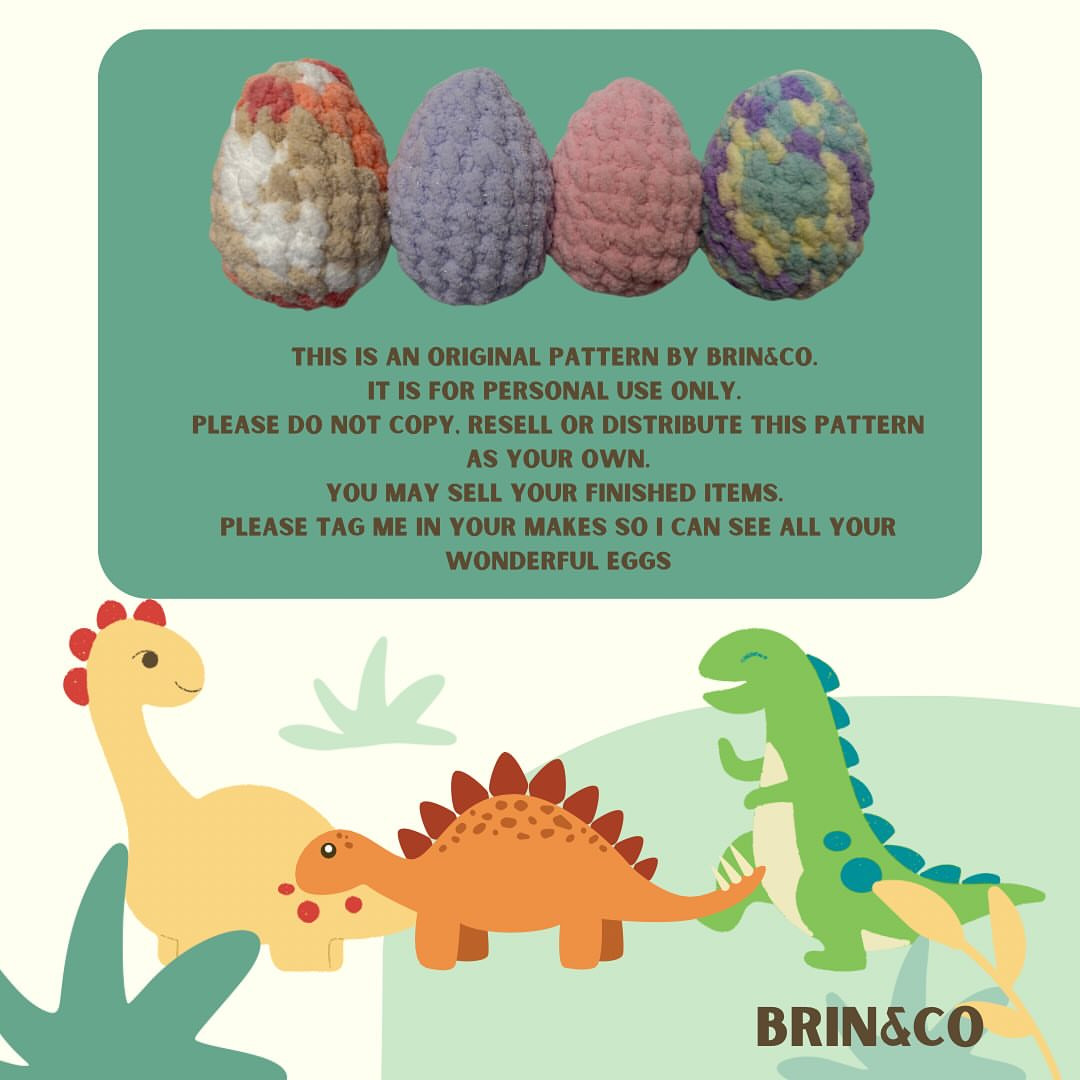 Free Dino Egg Crochet Pattern by Brin&Co