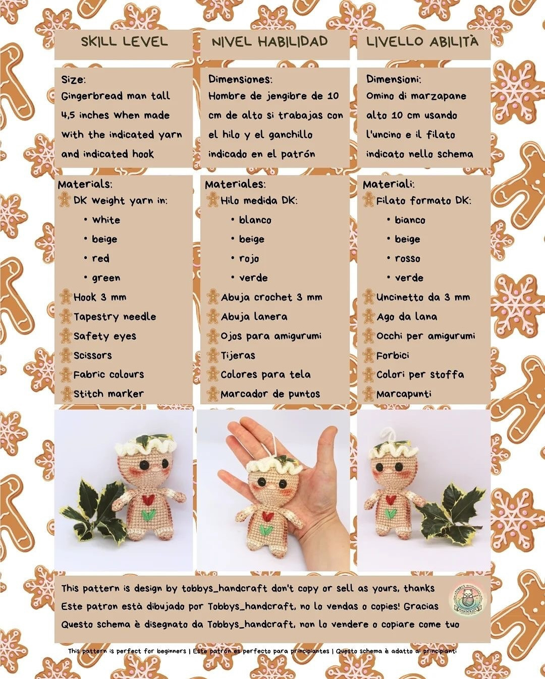 Free Gingerbread Man Crochet Pattern for a Quick One-Hour Project