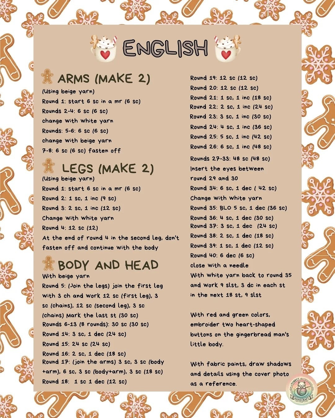 Free Gingerbread Man Crochet Pattern for a Quick One-Hour Project