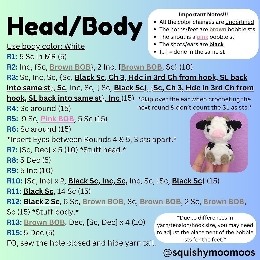 Free Mini Cow Crochet Pattern - No Sewing Required