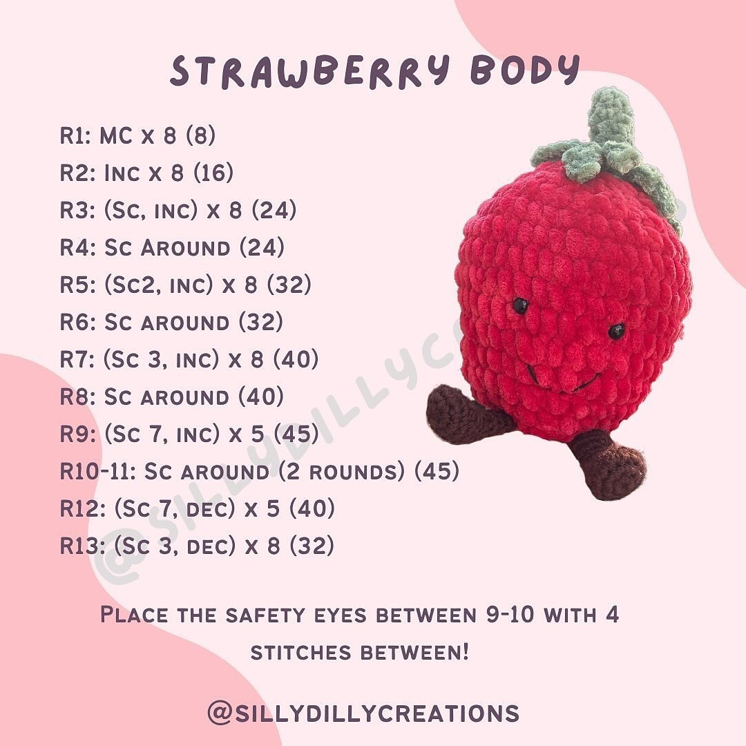 Free Pattern for Cute Jellycat Inspired Strawberry Crochet