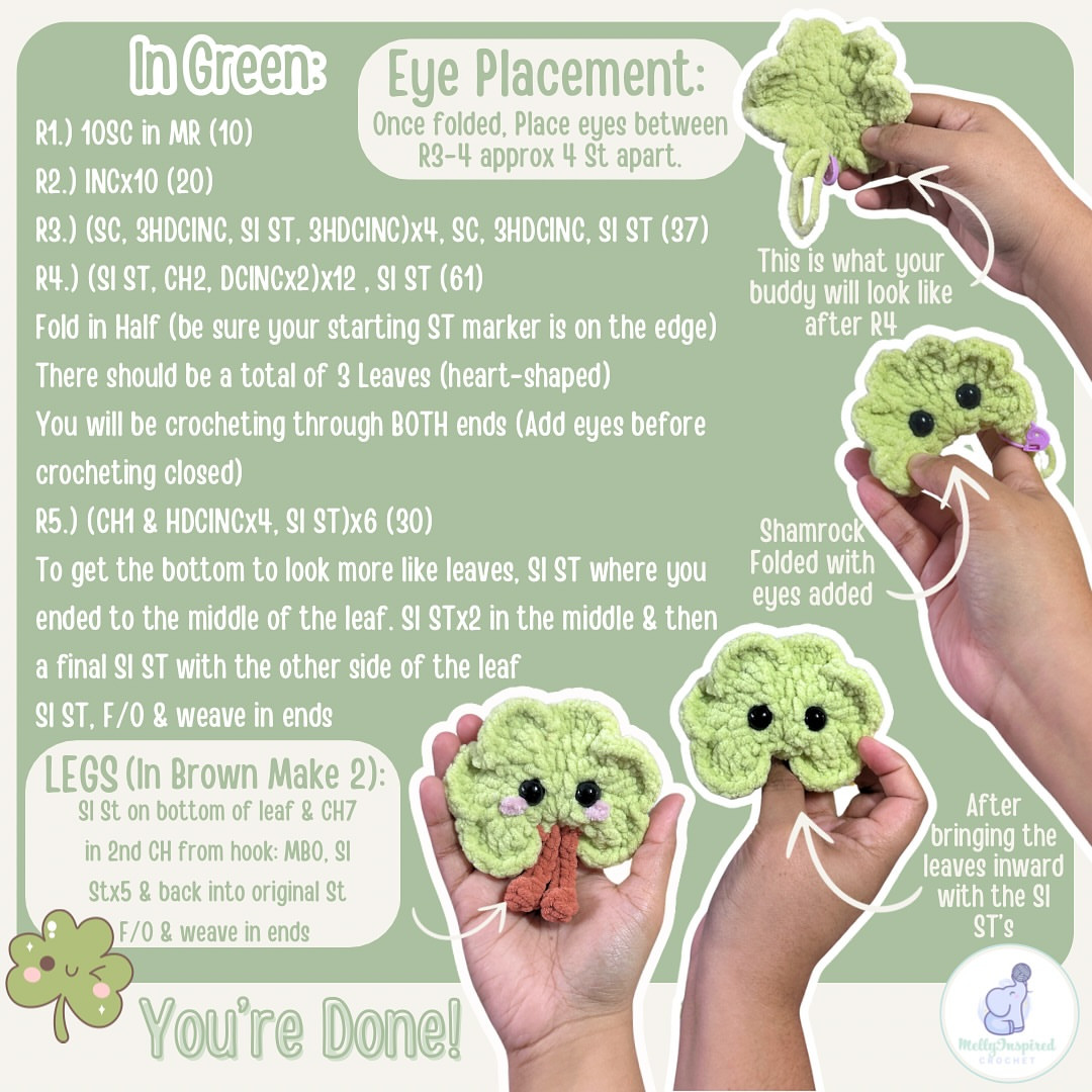 Free Shamrock Buddy Crochet Pattern by MellyInspiredCrochet