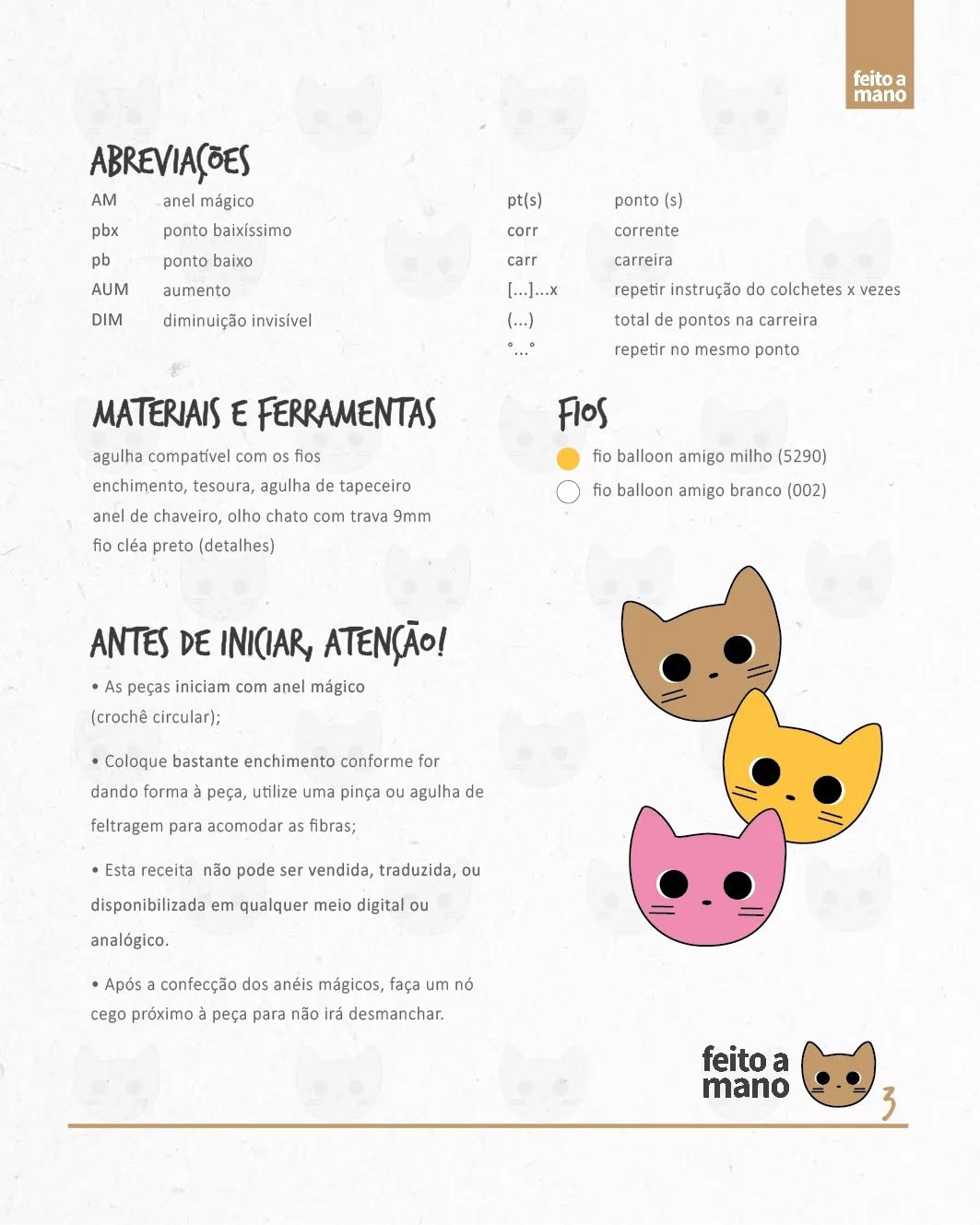 Gatinhos: Receita Gratuita de Amigurumi para Iniciantes