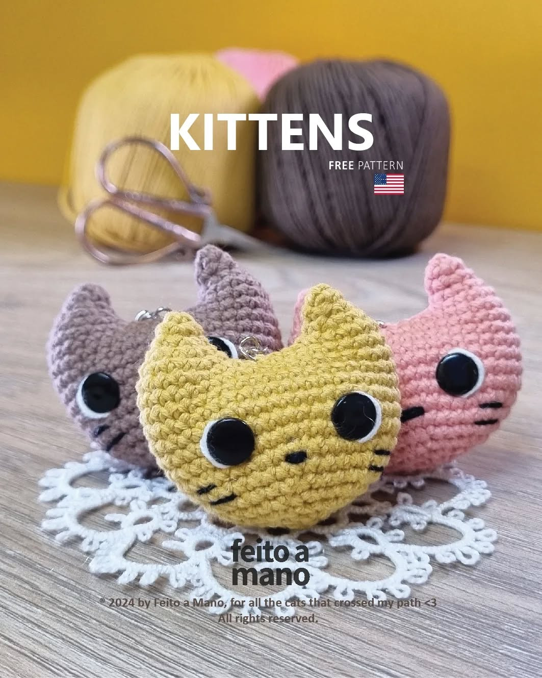 Gatinhos: Receita Gratuita de Amigurumi para Iniciantes