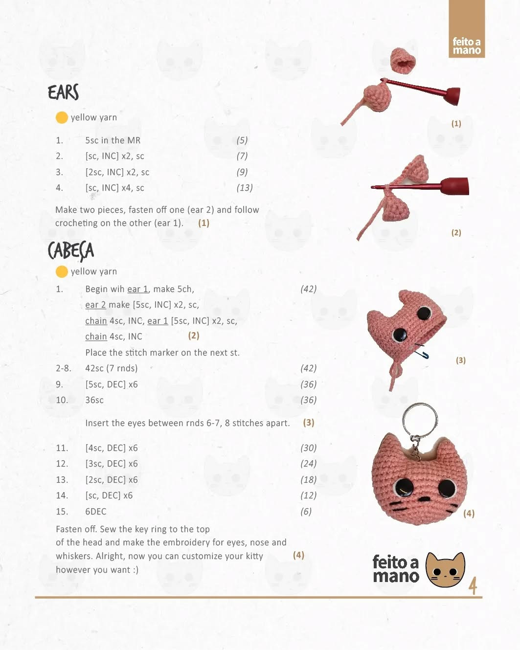 Gatinhos: Receita Gratuita de Amigurumi para Iniciantes