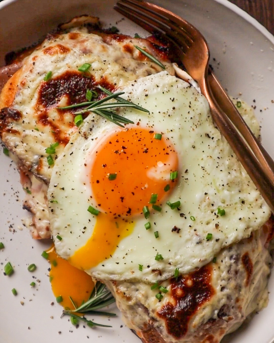 Golden Croque Madame with Creamy Béchamel and Sunny Egg