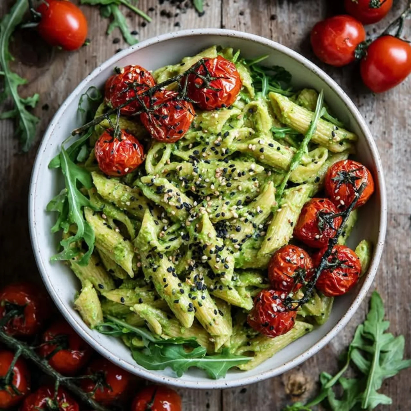 Green Goddess Penne with Avocado Spinach Delight