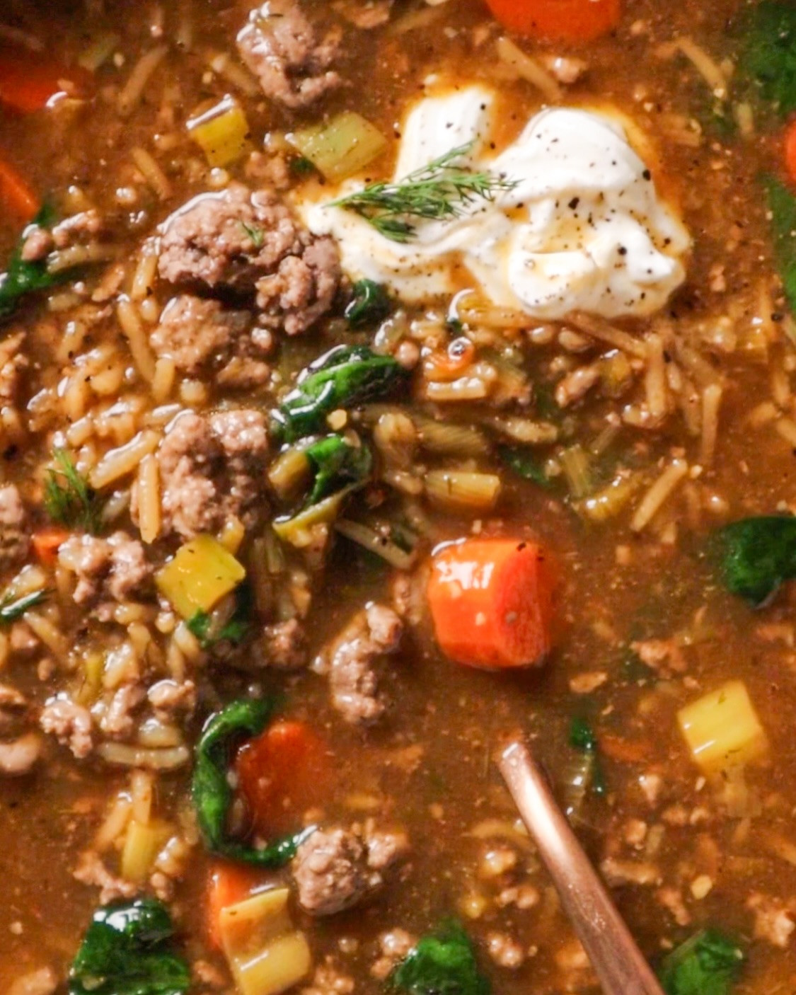 Hearty Beef and Rice Comfort Soup