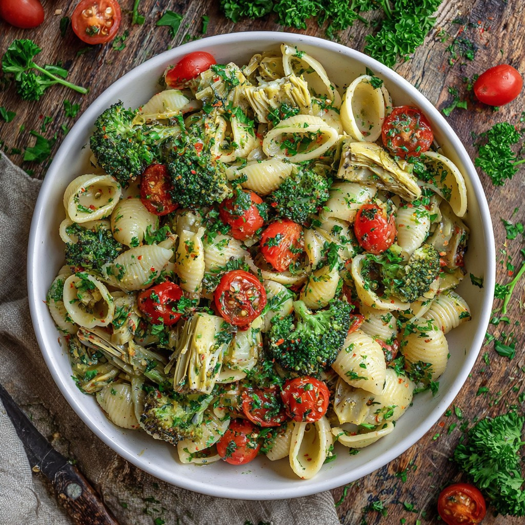 Herb-Infused Cheesy Shells with Broccoli & Tomatoes