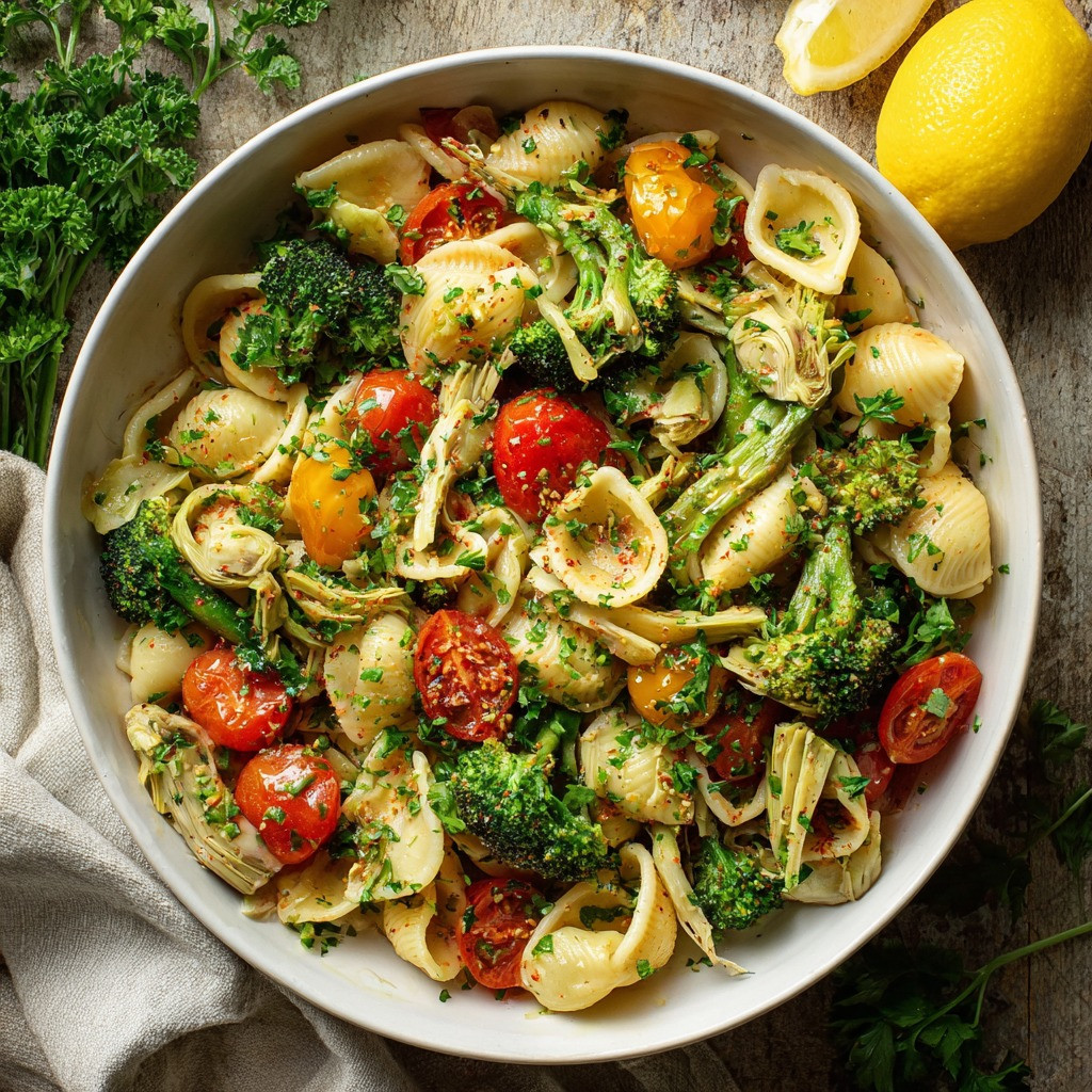 Herb-Infused Cheesy Shells with Broccoli & Tomatoes
