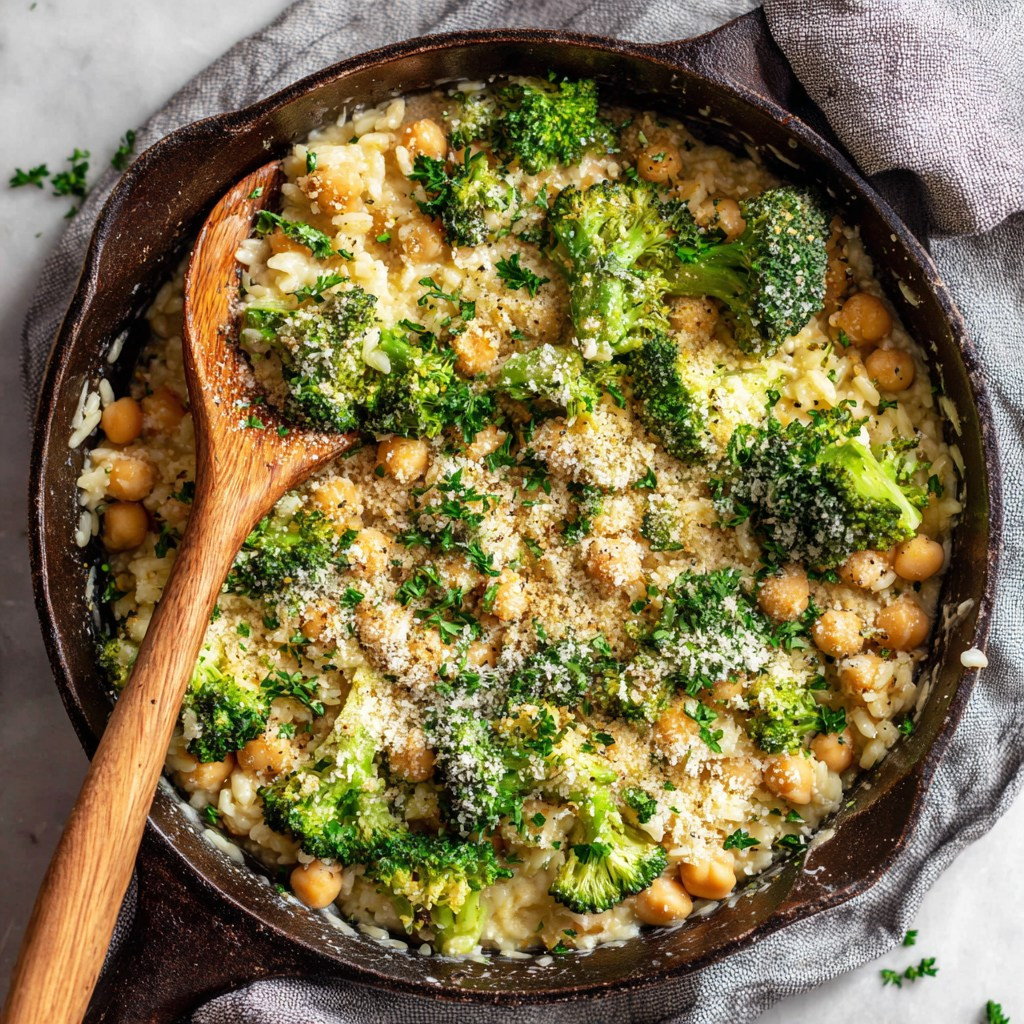 Lemon Chickpea Orzo Delight with Broccoli Bliss