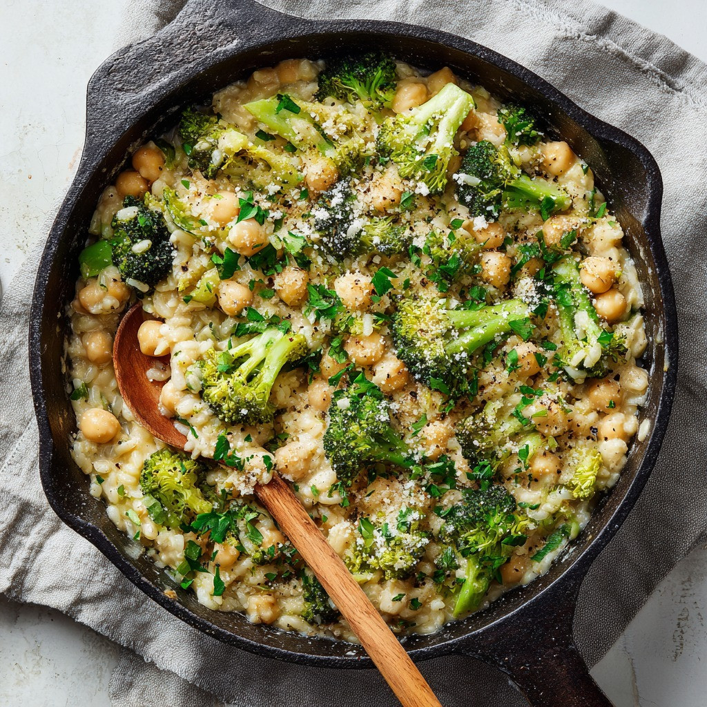 Lemon Chickpea Orzo Delight with Broccoli Bliss