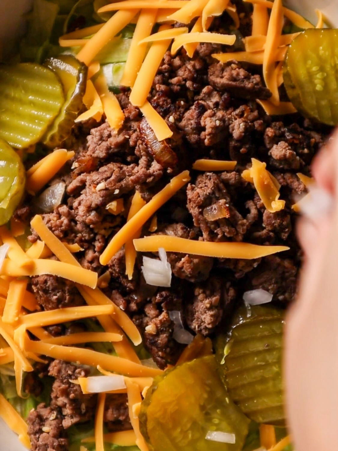 Low-Carb Big Mac Bowl with Tangy Sauce Drizzle