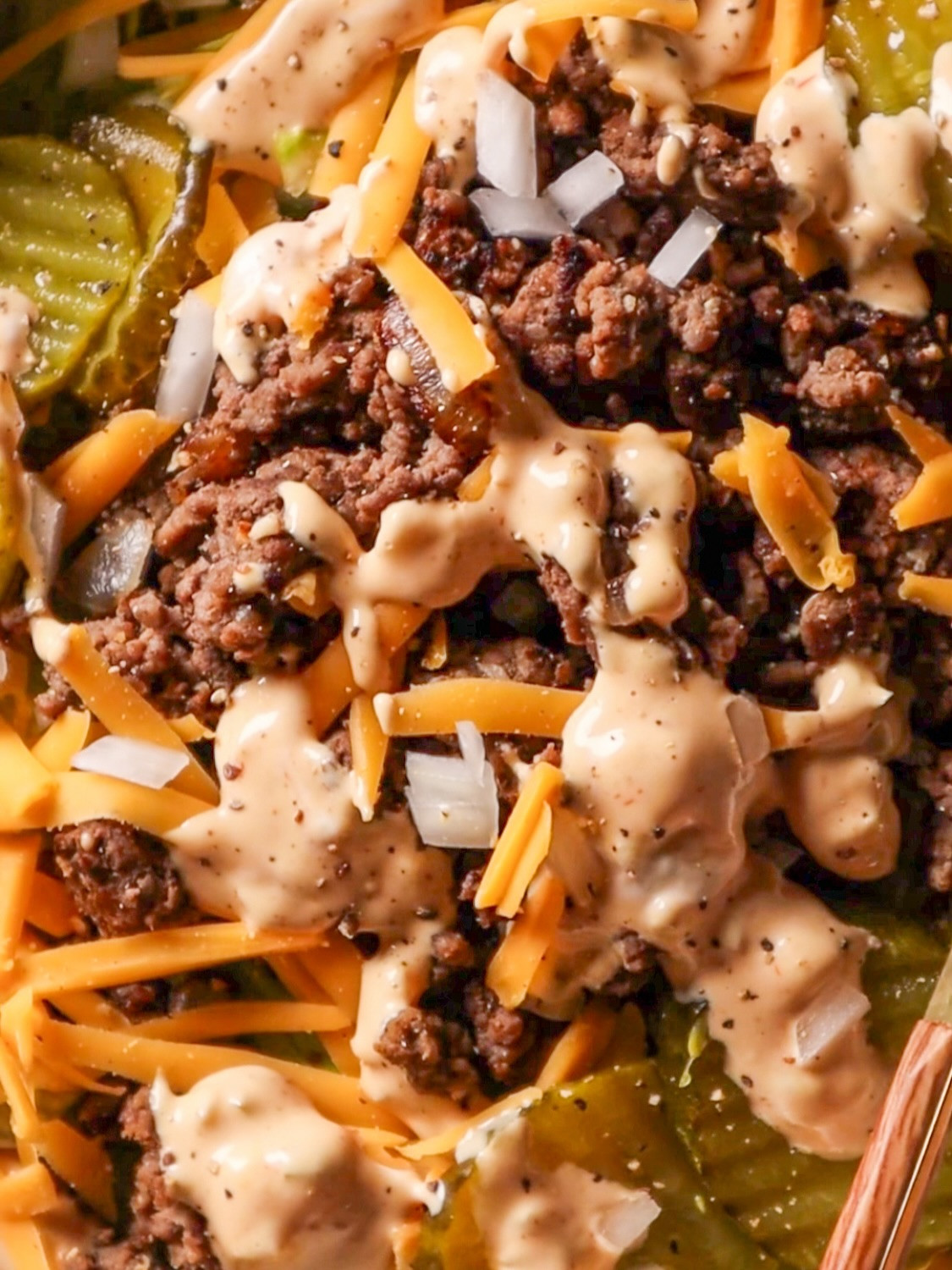 Low-Carb Big Mac Bowl with Tangy Sauce Drizzle