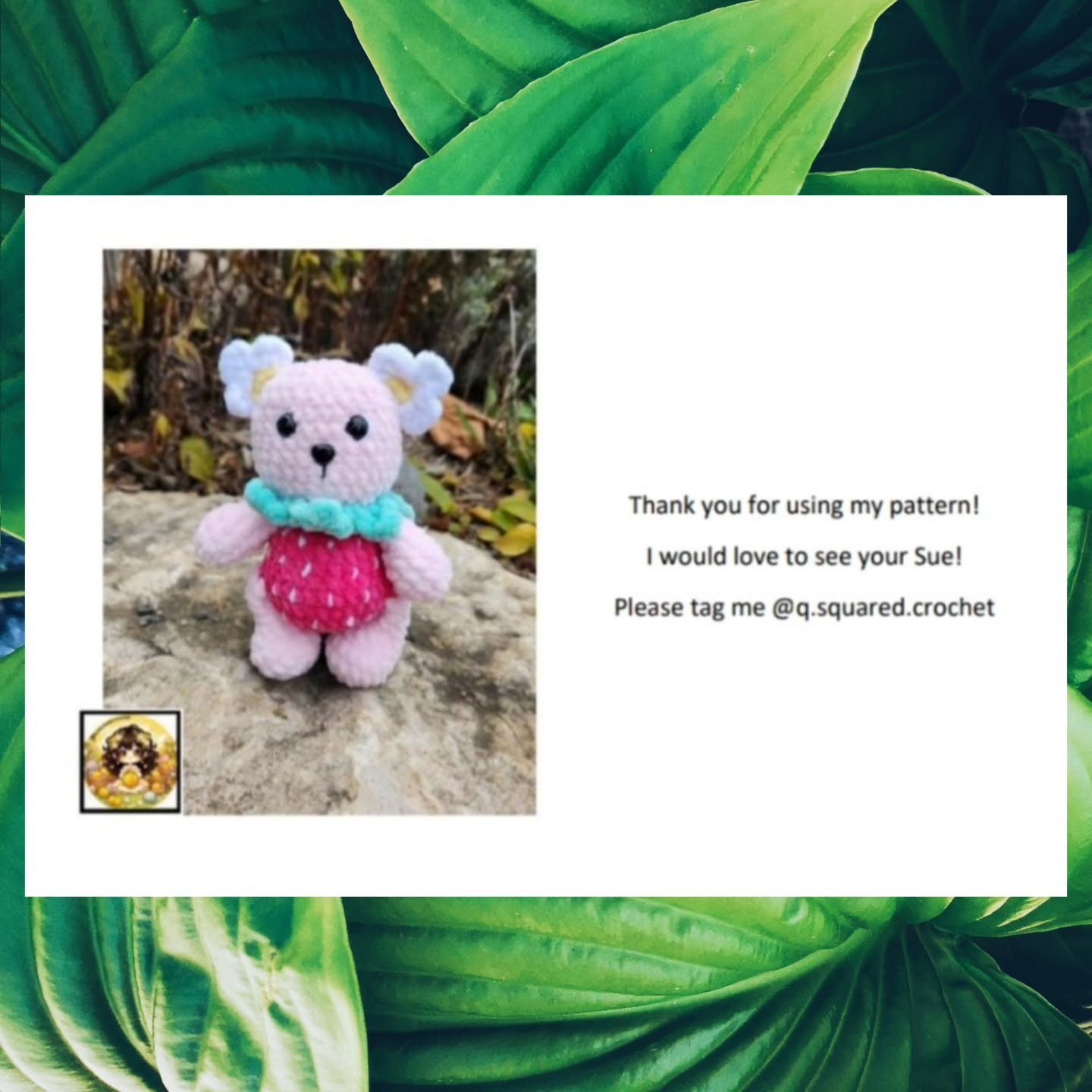 Low Sew Sue the Strawberry Bear Crochet Pattern