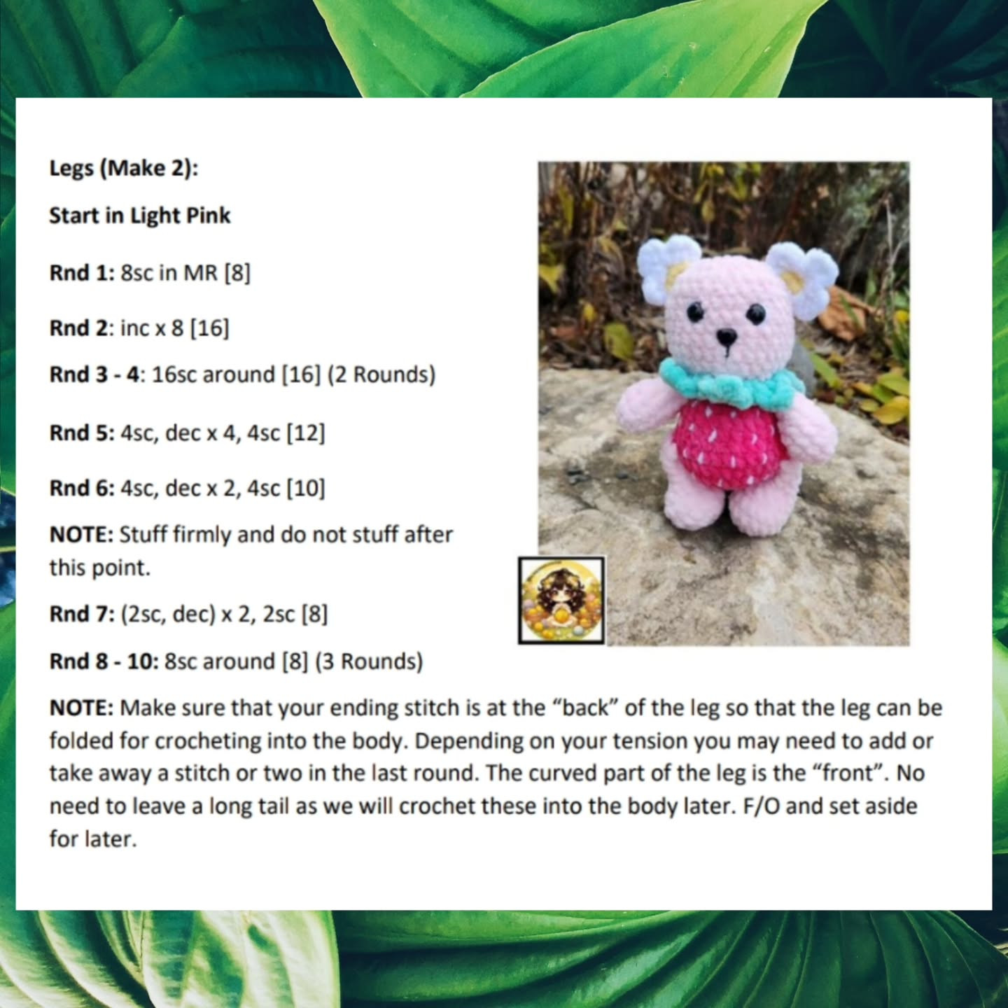Low Sew Sue the Strawberry Bear Crochet Pattern