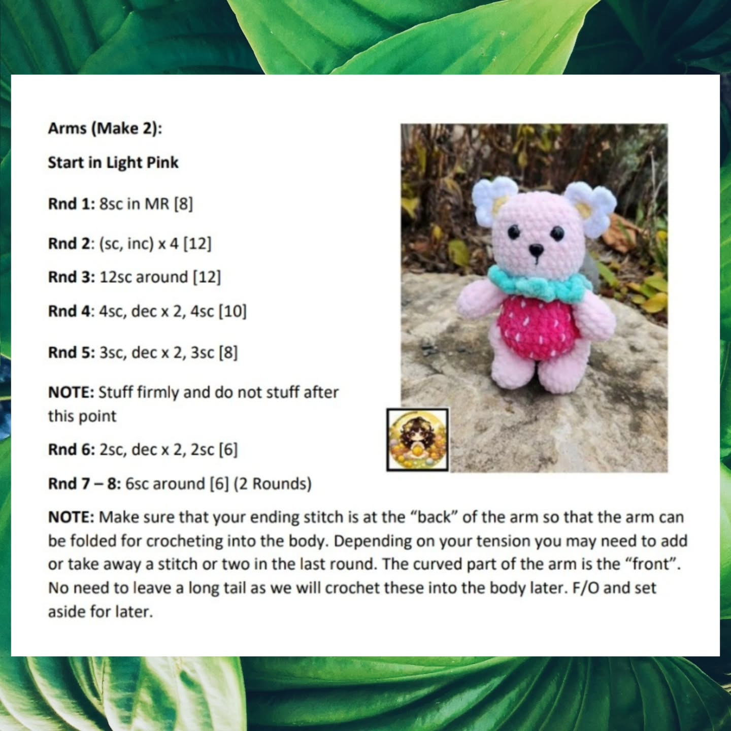 Low Sew Sue the Strawberry Bear Crochet Pattern