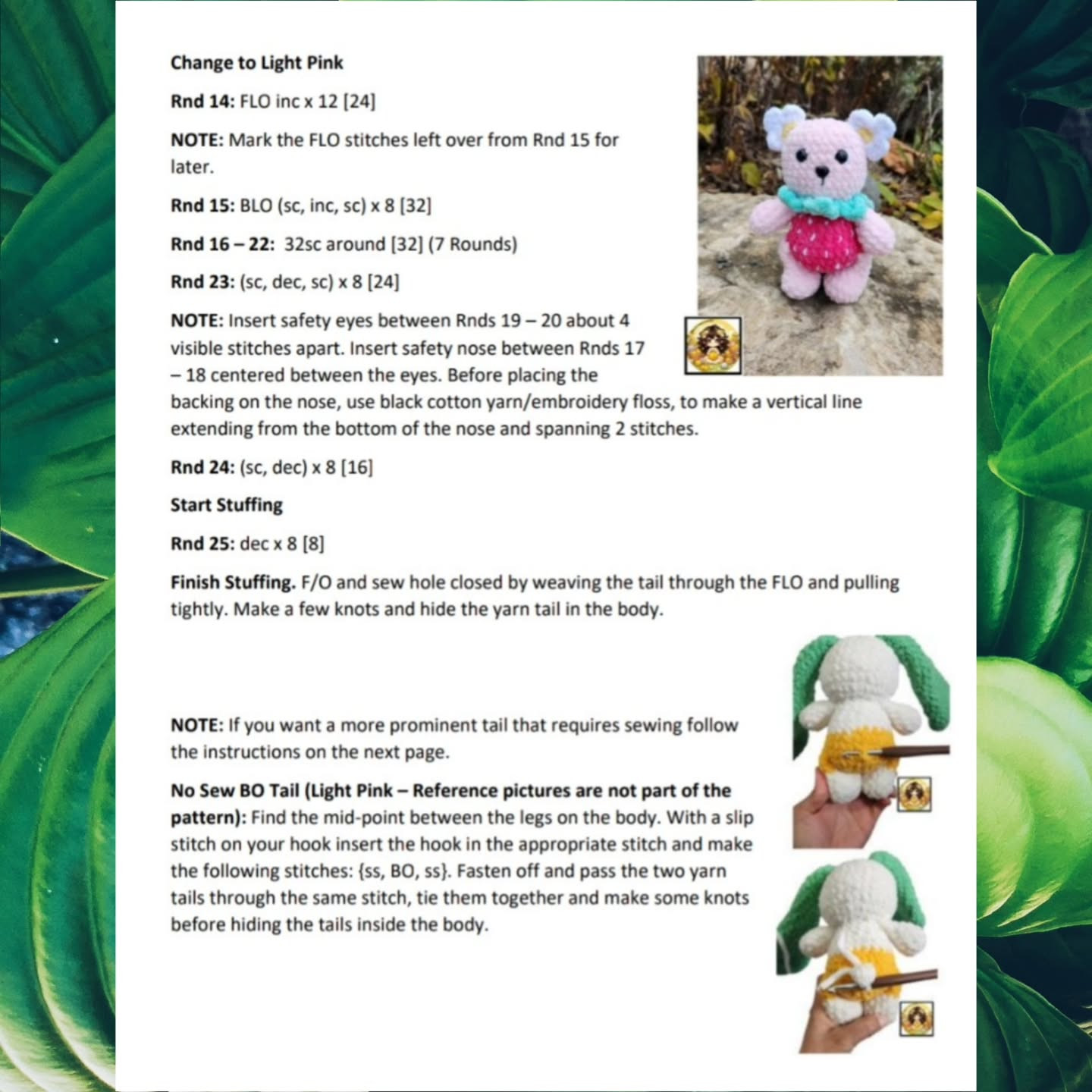 Low Sew Sue the Strawberry Bear Crochet Pattern