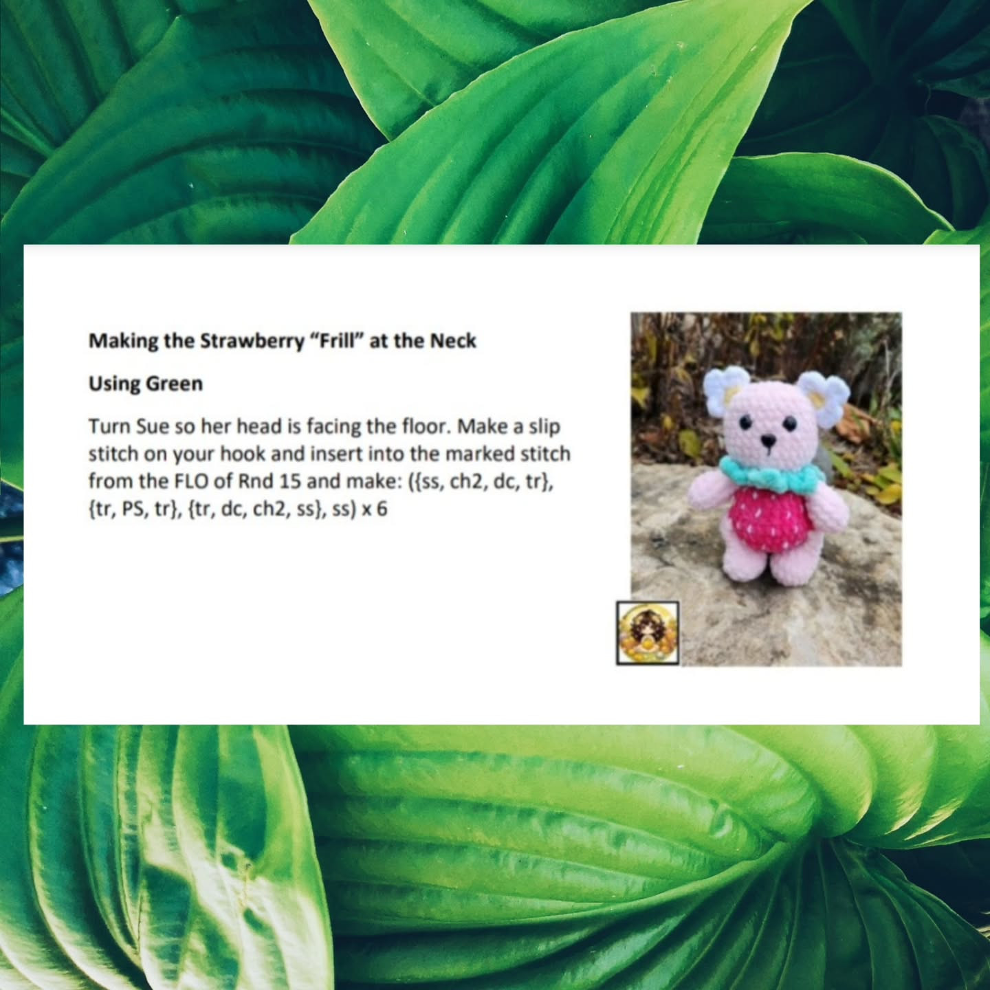 Low Sew Sue the Strawberry Bear Crochet Pattern