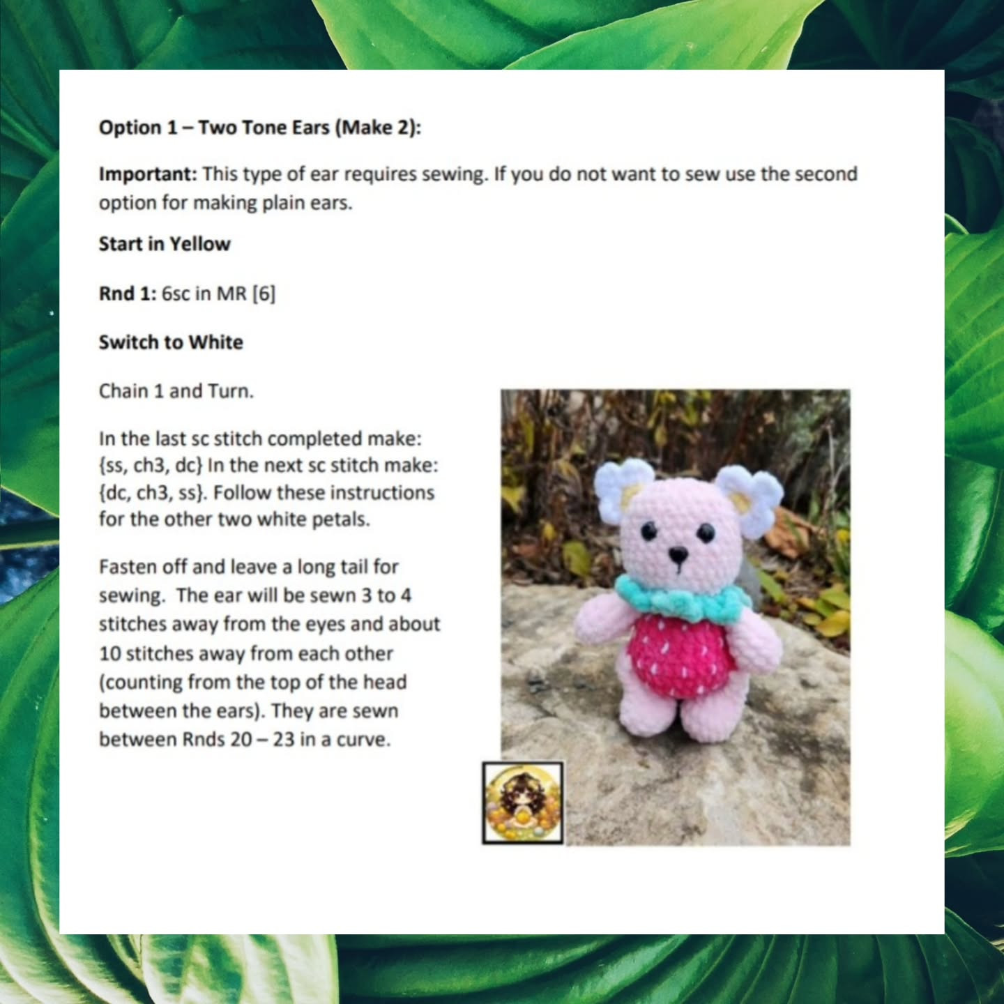 Low Sew Sue the Strawberry Bear Crochet Pattern