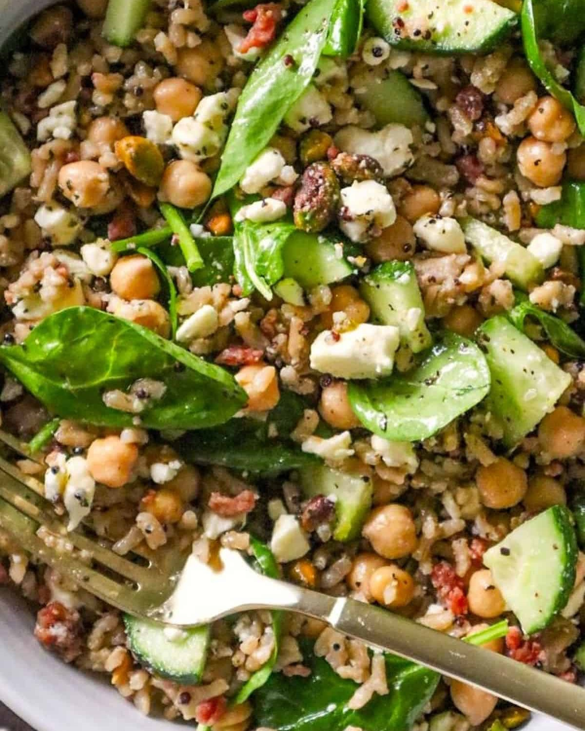 Mediterranean Brown Rice Salad with Feta and Pistachios