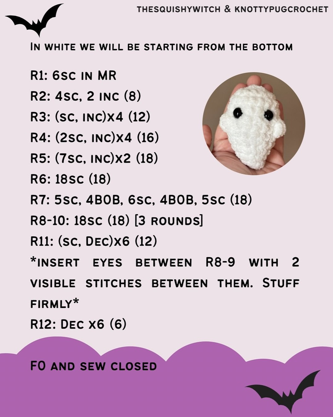 Mini Ghost Crochet Pattern for Halloween Decoration