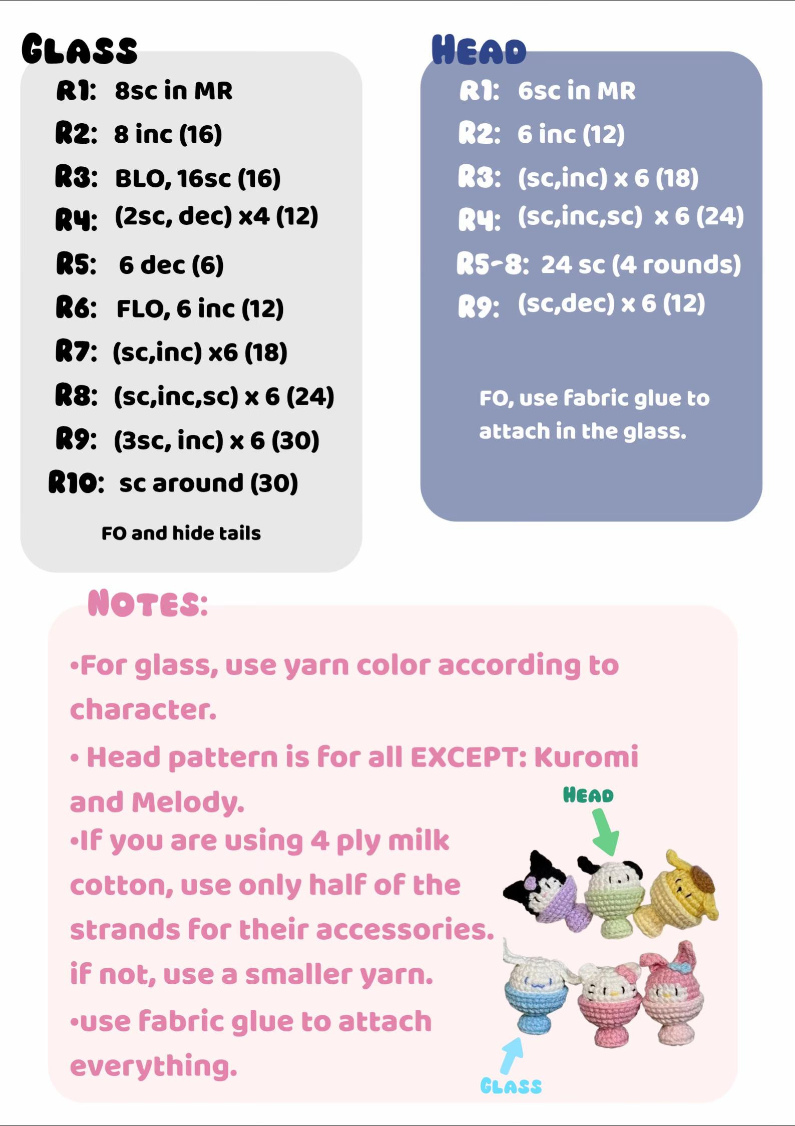 Mini Sanrio Ice Cream Crochet Pattern for Cute Characters