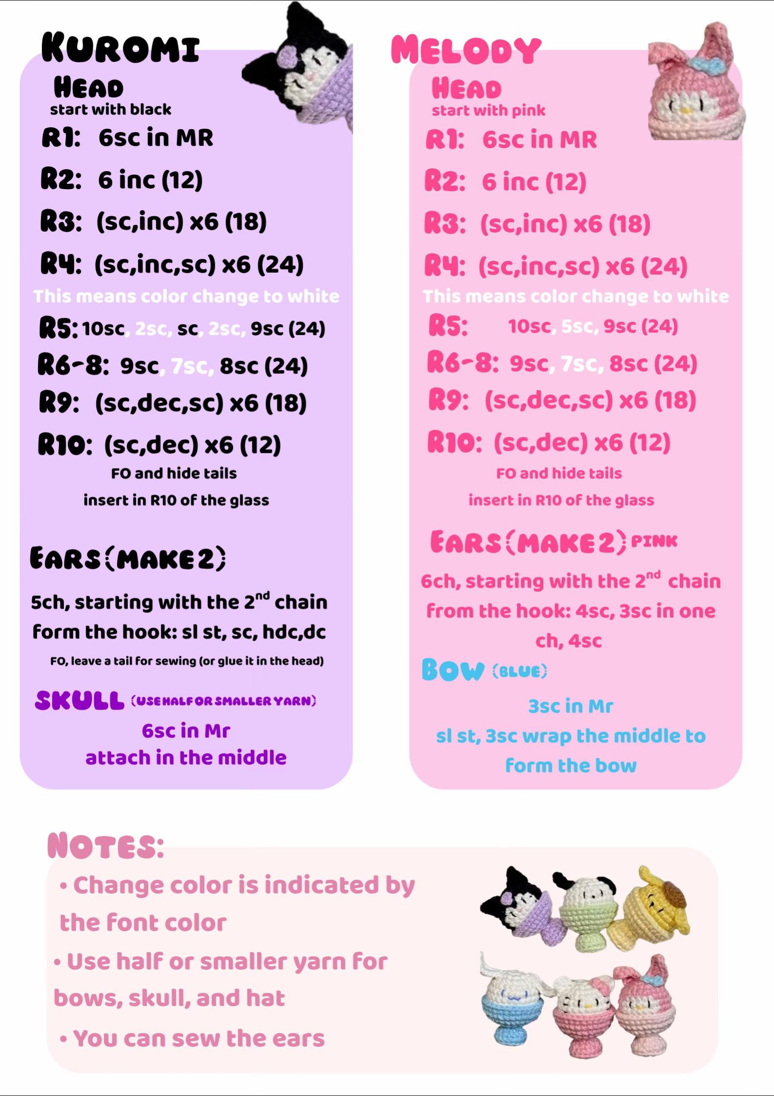 Mini Sanrio Ice Cream Crochet Pattern for Cute Characters