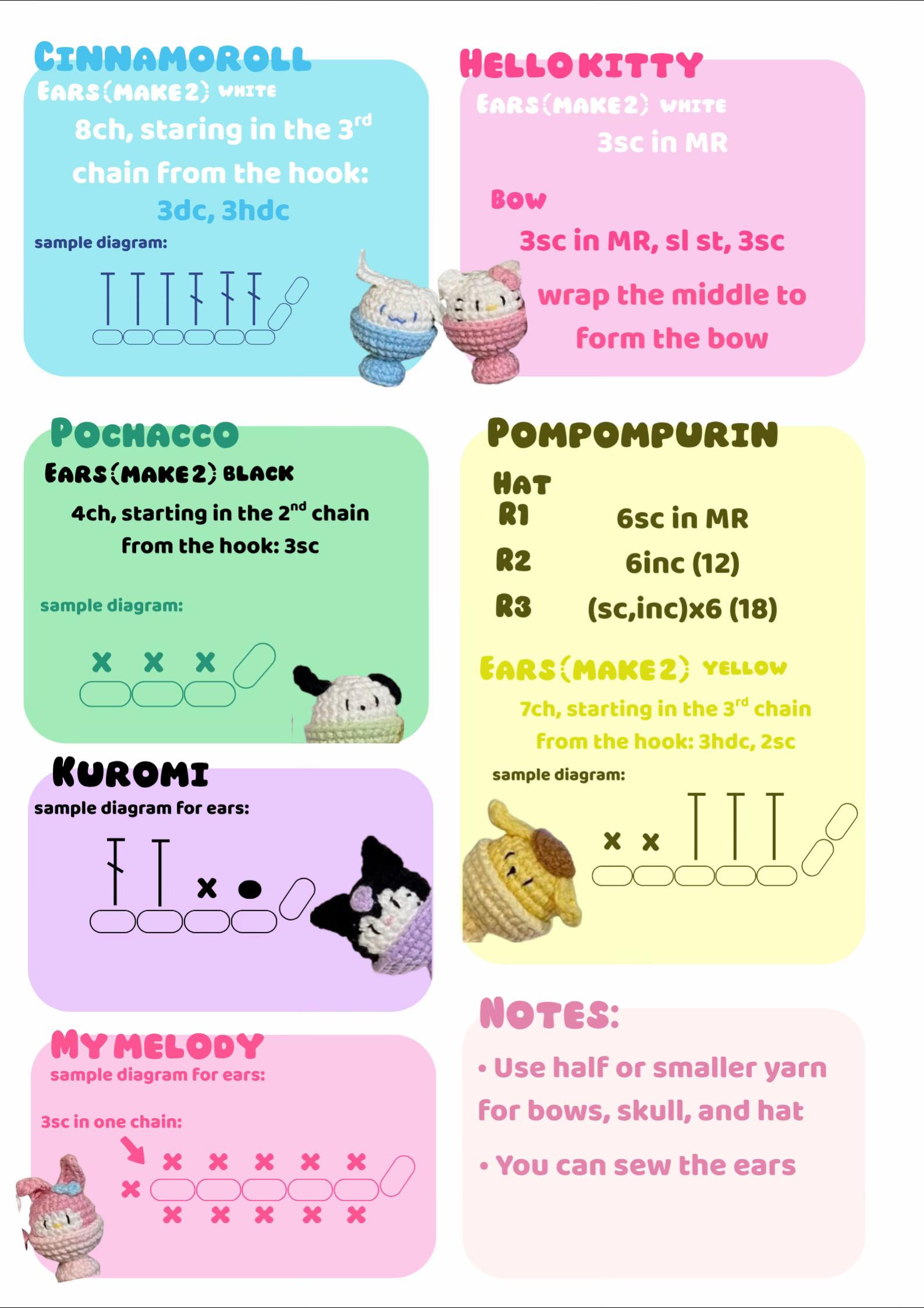 Mini Sanrio Ice Cream Crochet Pattern for Cute Characters