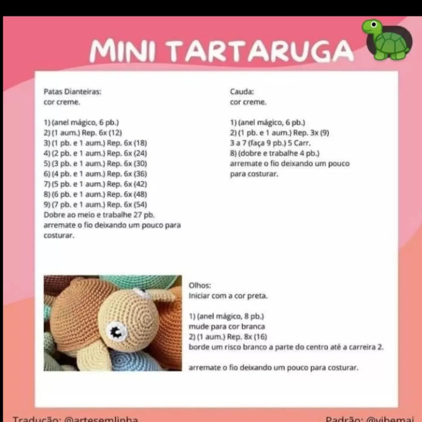 Mini tartarugas de crochê em várias cores e estilos adoráveis